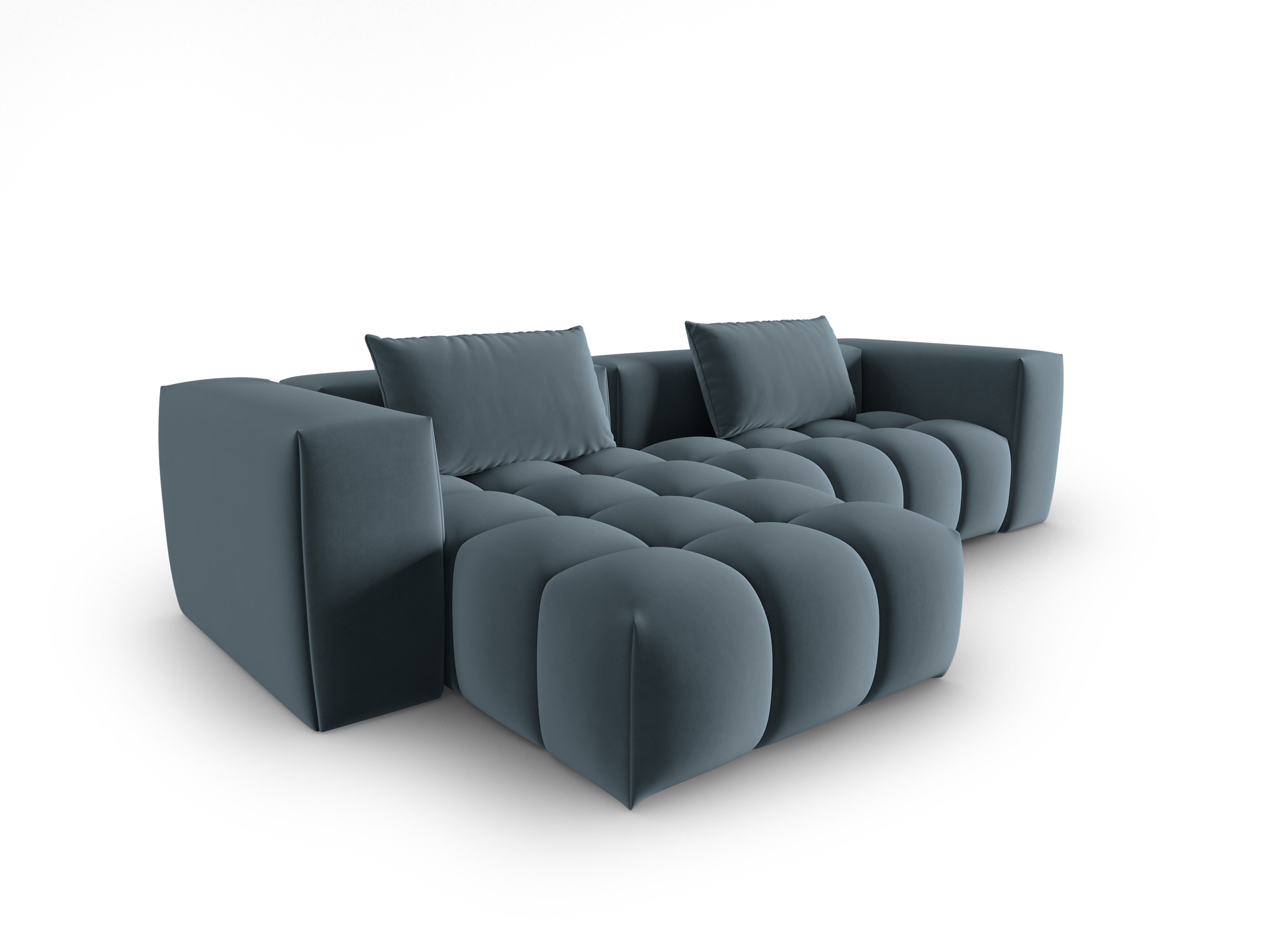 Narożnik aksamitny 3-osobowy lewostronny VERONA niebieski – Cosmopolitan Design