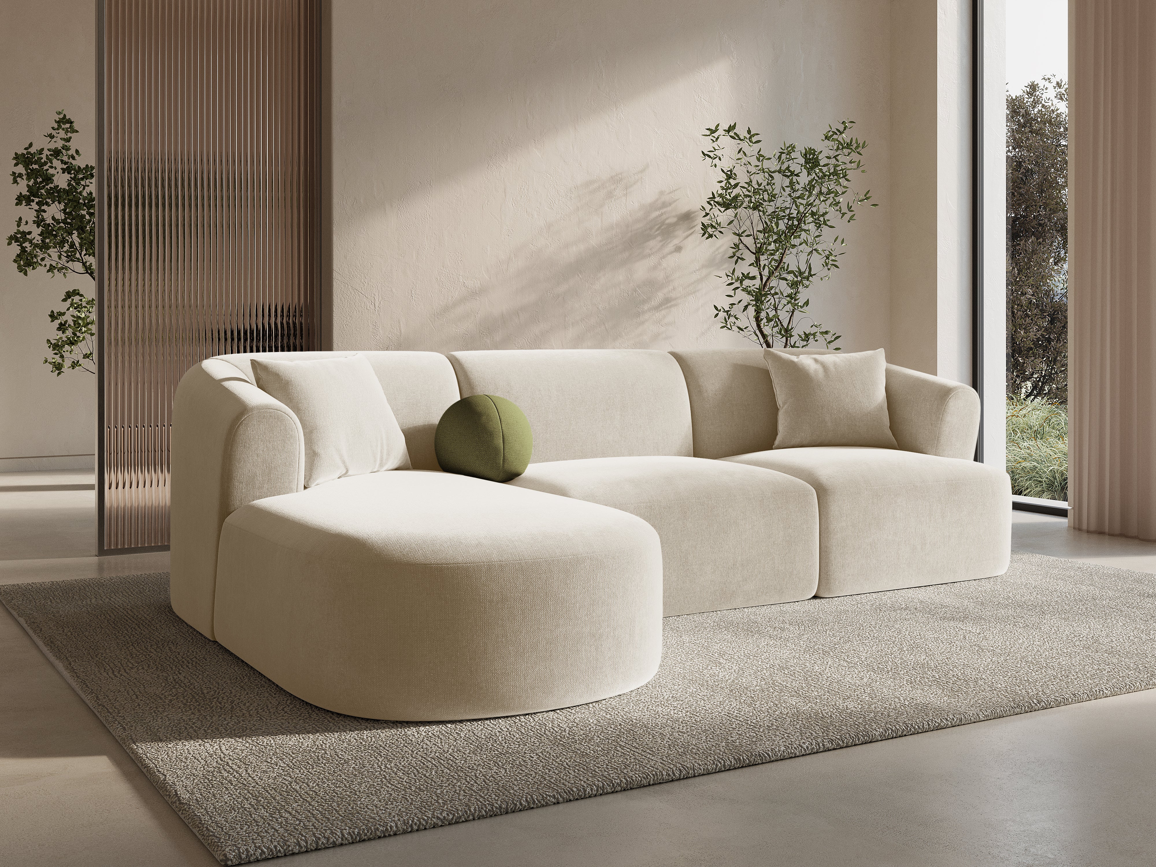 Linksseitiges 4-Sitzer-Sofa CAMPI hellgrau Cord