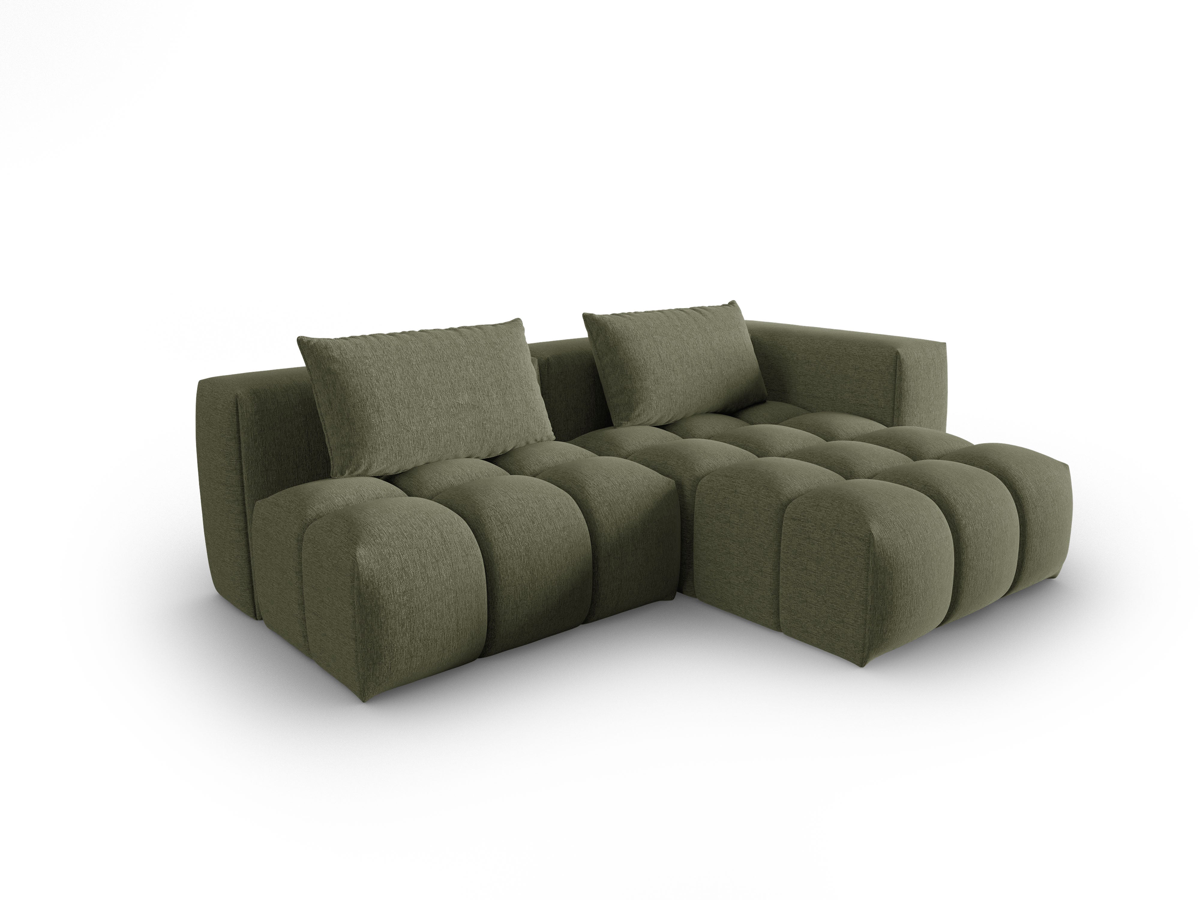 Right-facing open 3-seater corner sofa VERONA olive