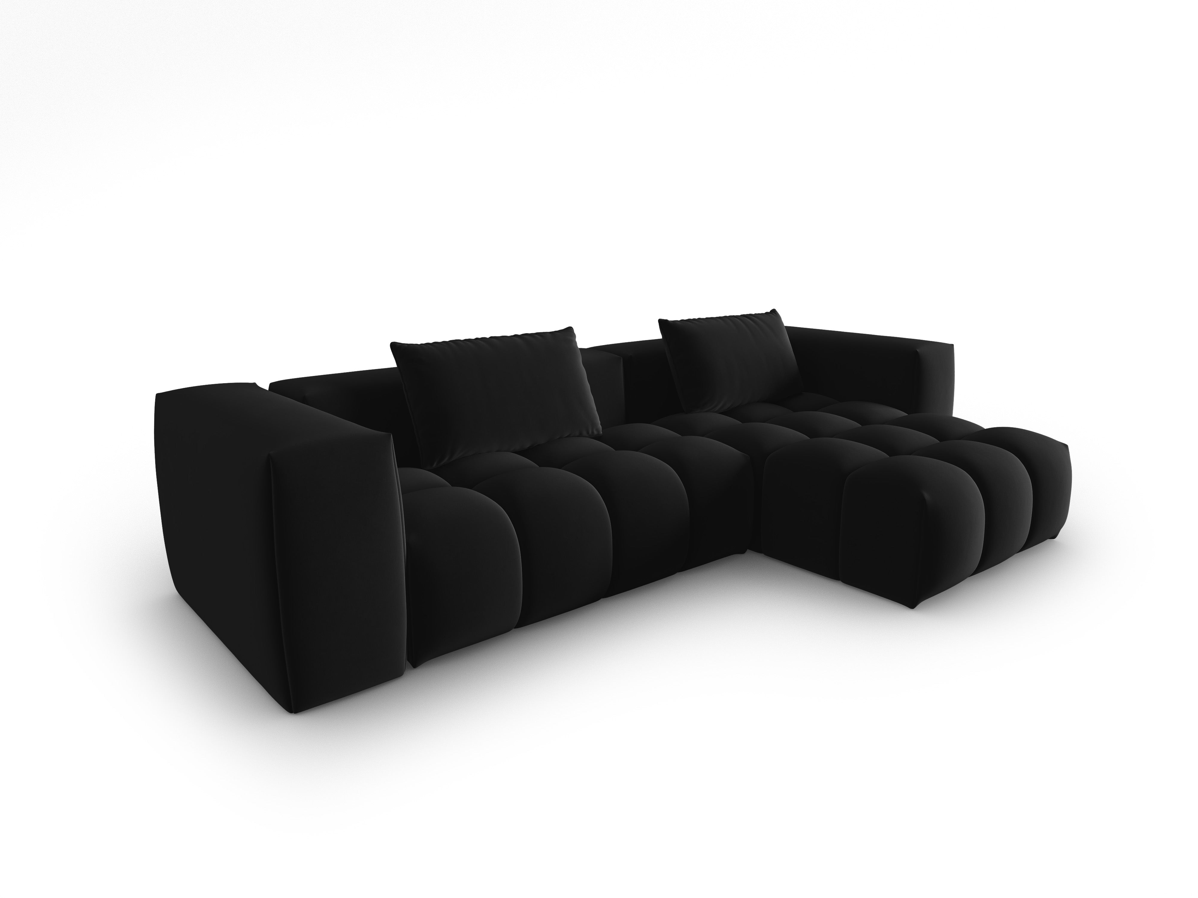 Samt-Ecksofa 3-sitzig rechts VERONA schwarz