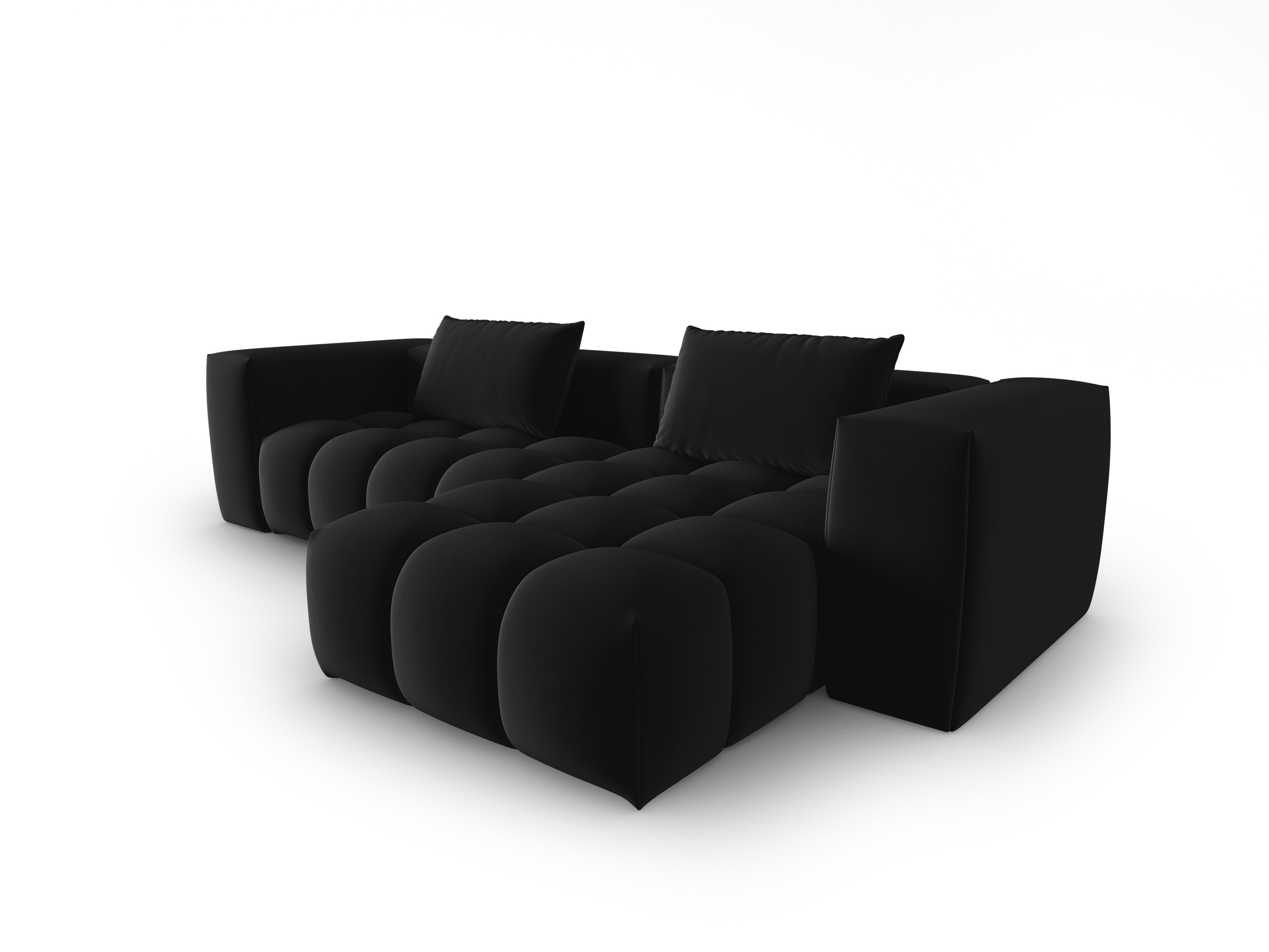 Narożnik aksamitny 3-osobowy prawostronny VERONA czarny – Cosmopolitan Design