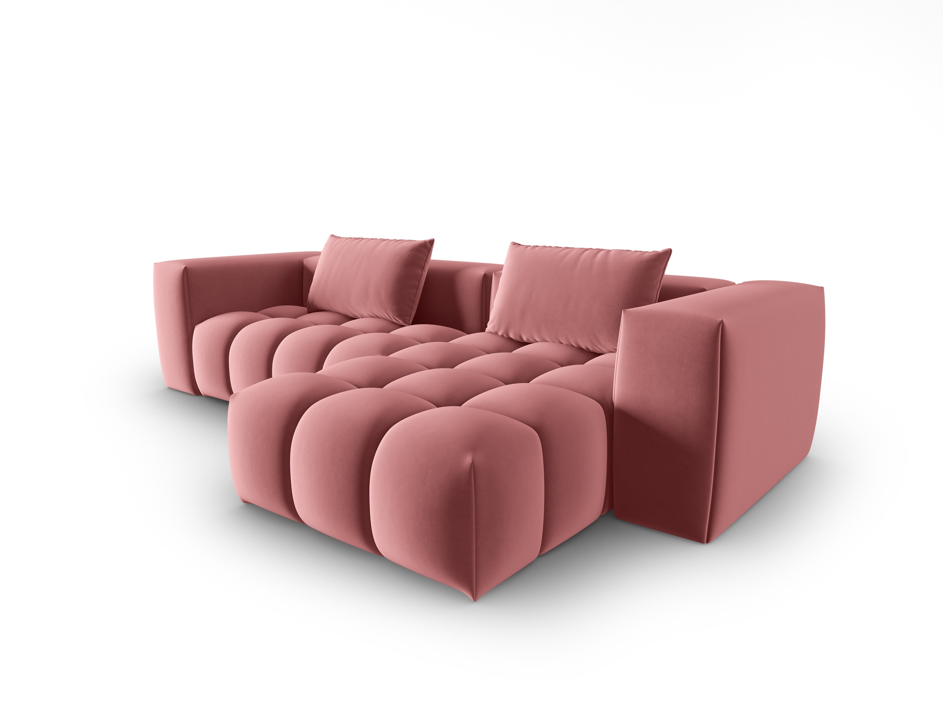 Narożnik aksamitny 3-osobowy prawostronny VERONA różowy flamingo