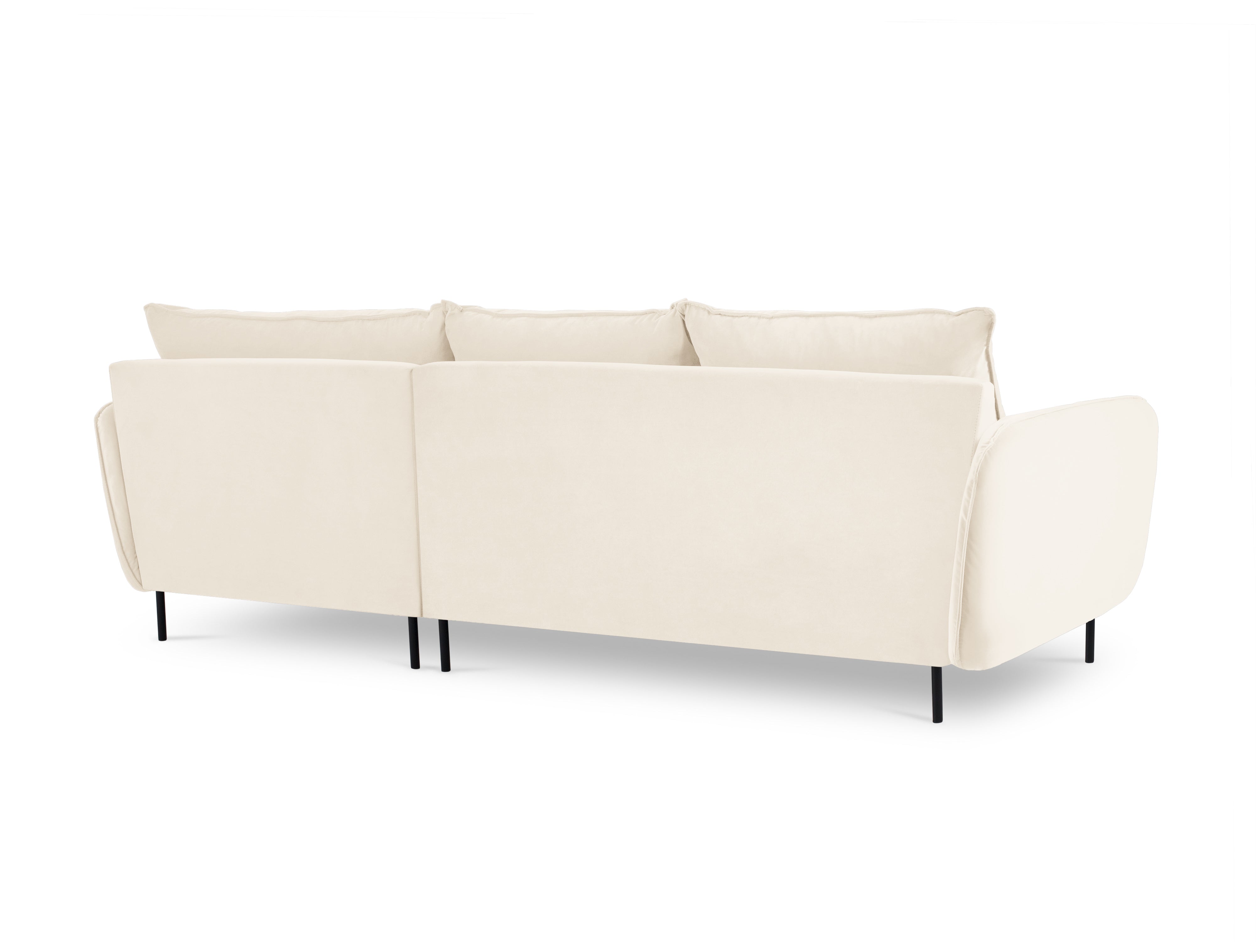 Velvet Corner Sofa Right-Hand 5-Seater VIENNA Beige with Black Base