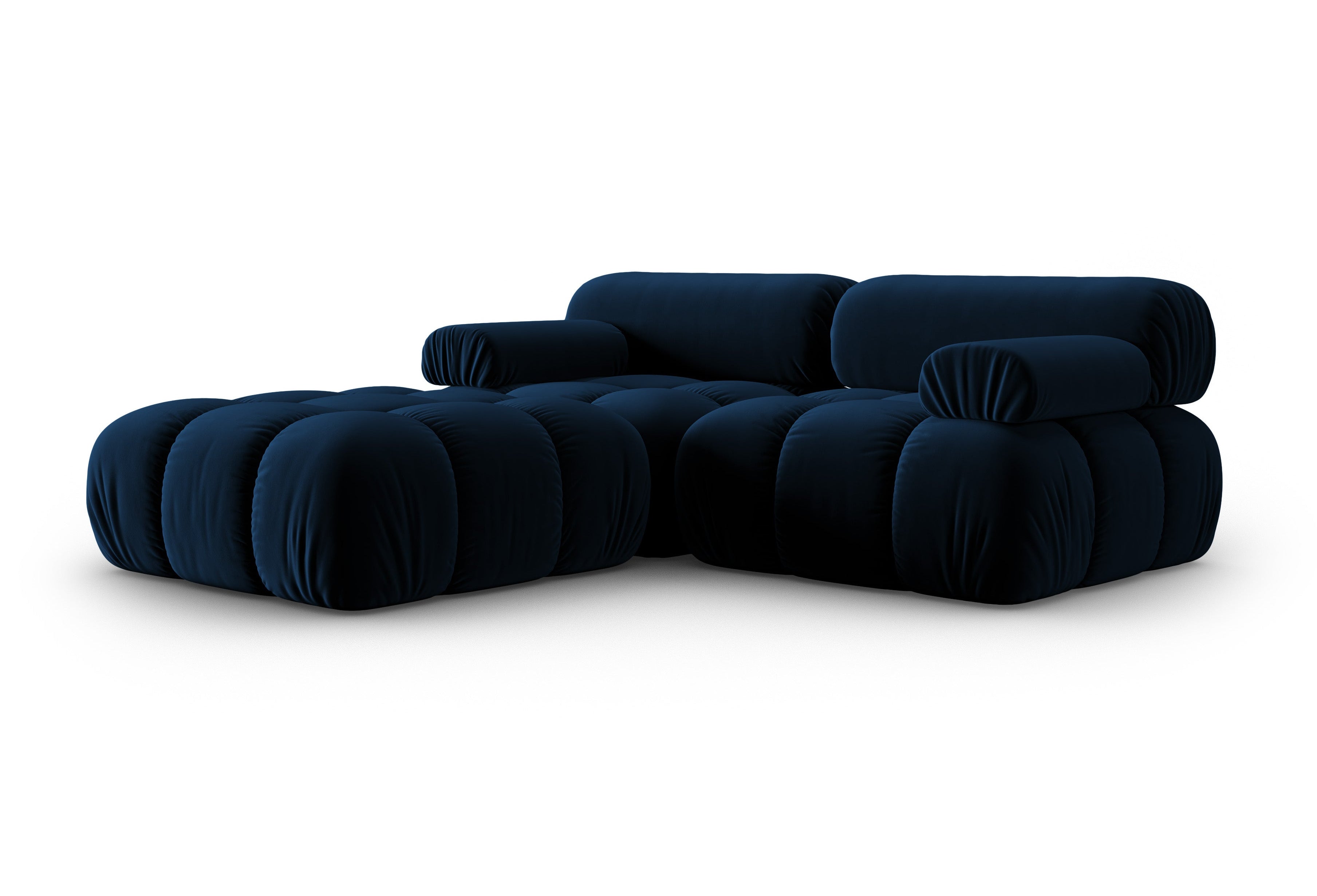 Samt-Ecksofa 3-Sitzer CORTINA königsblau