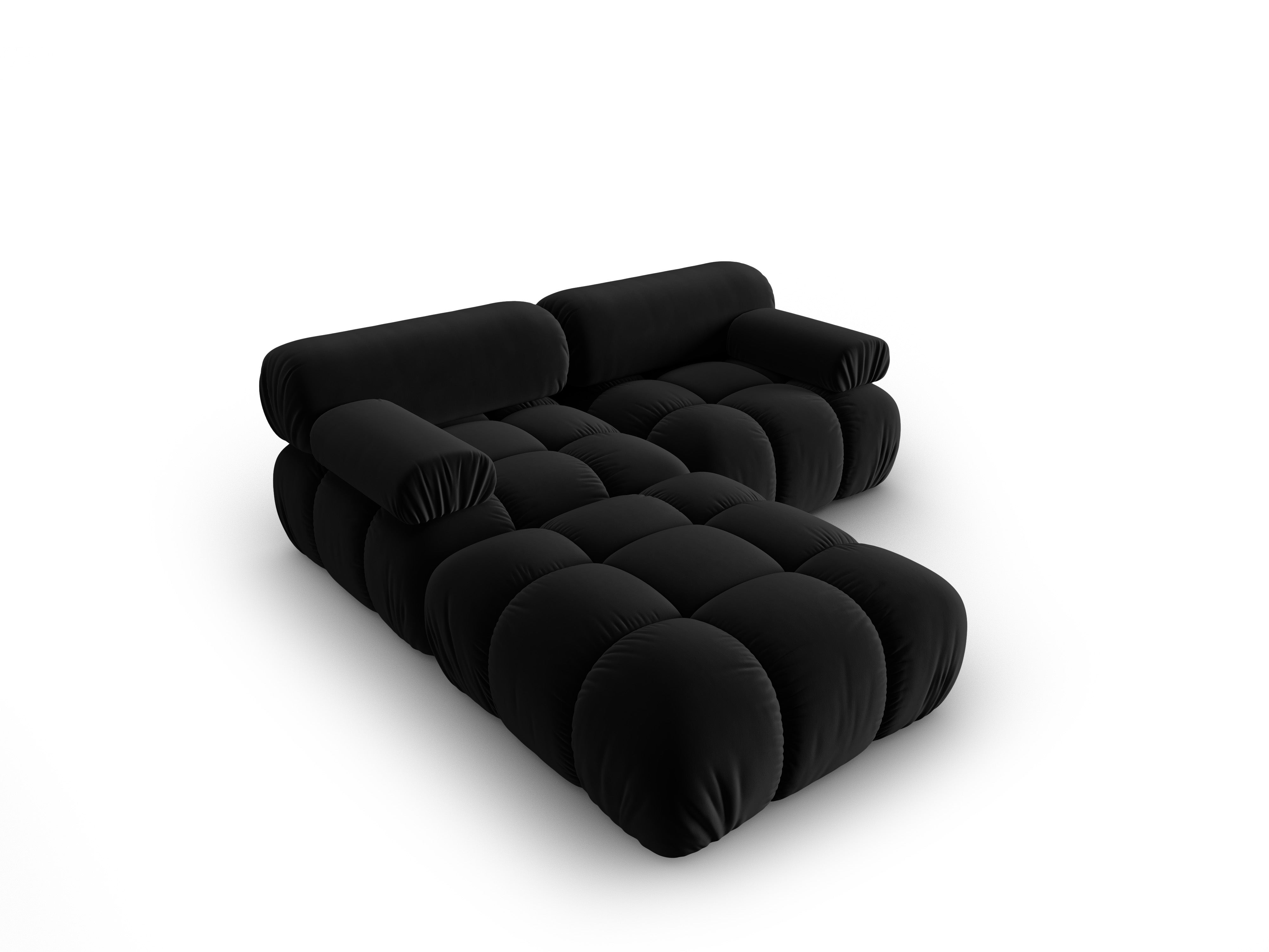 Narożnik aksamitny 3-osobowy CORTINA czarny – Cosmopolitan Design