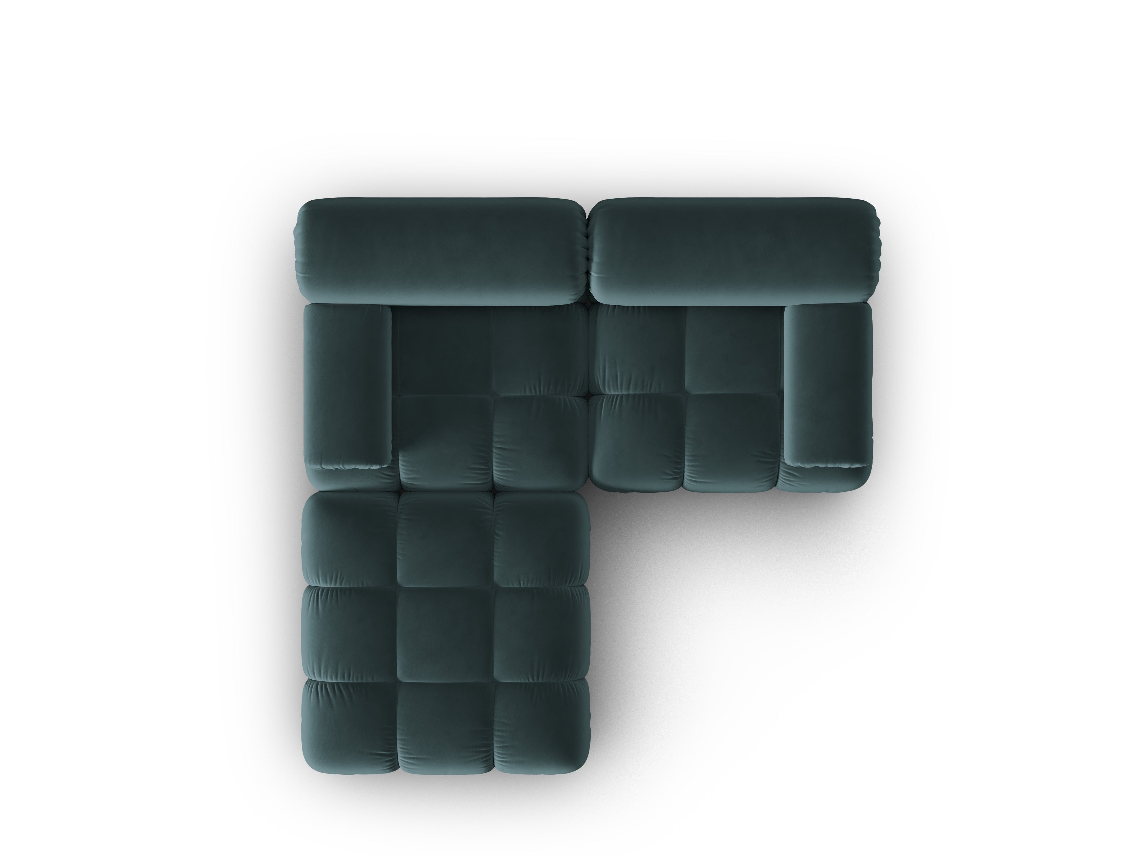 Velvet Corner Sofa for 3 People CORTINA in Turquoise