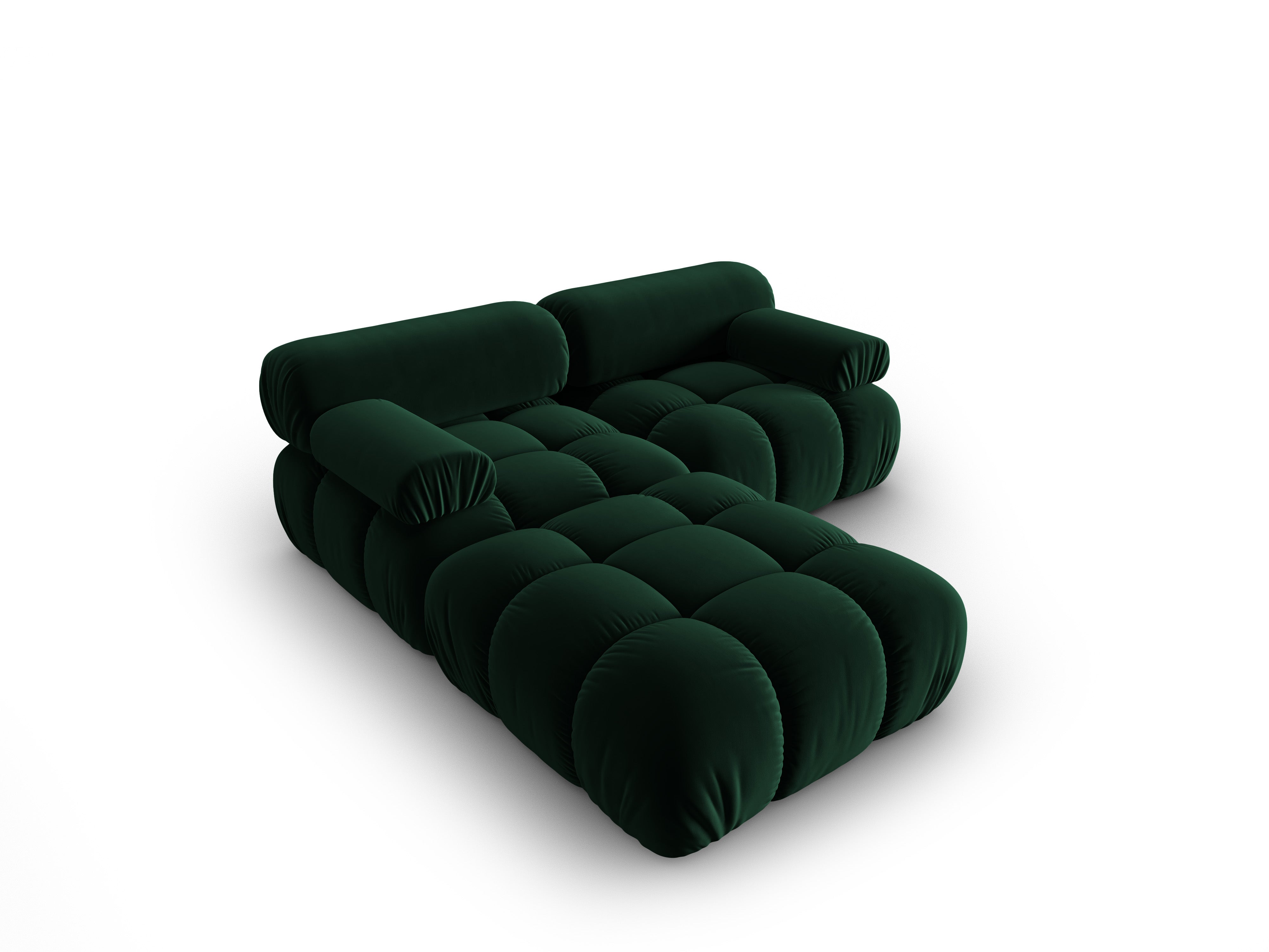 CORTINA Velvet Corner Sofa for 3 in Bottle Green