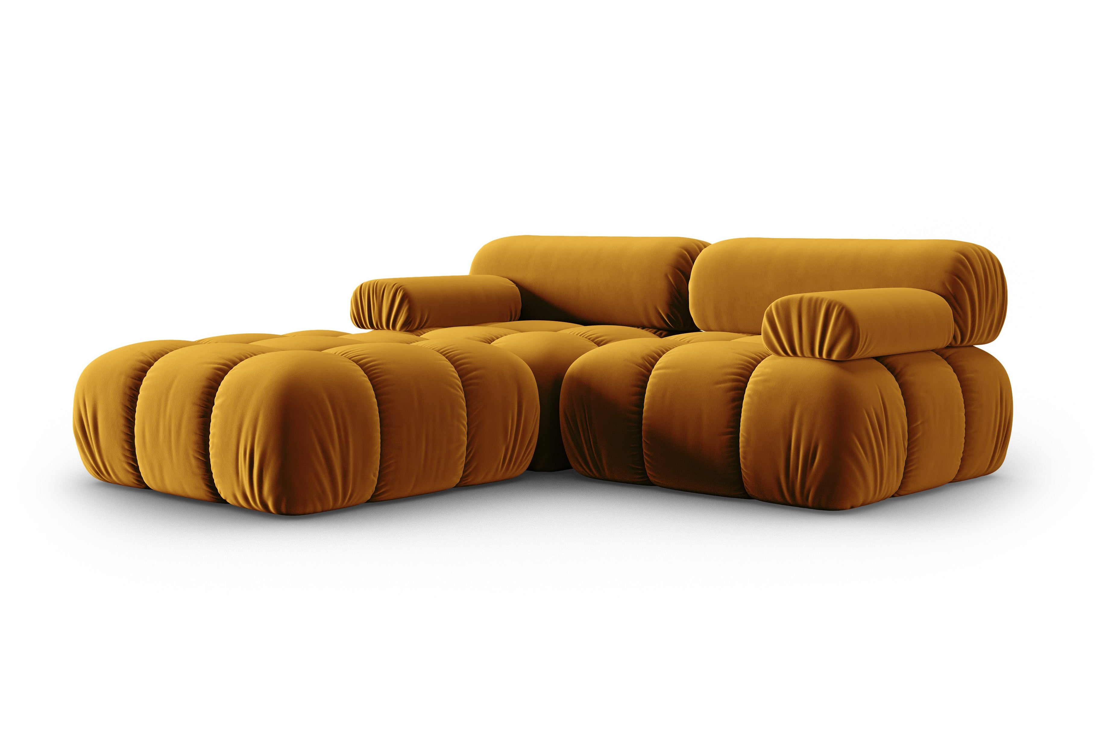 Velvet Corner Sofa for 3 People CORTINA Yellow