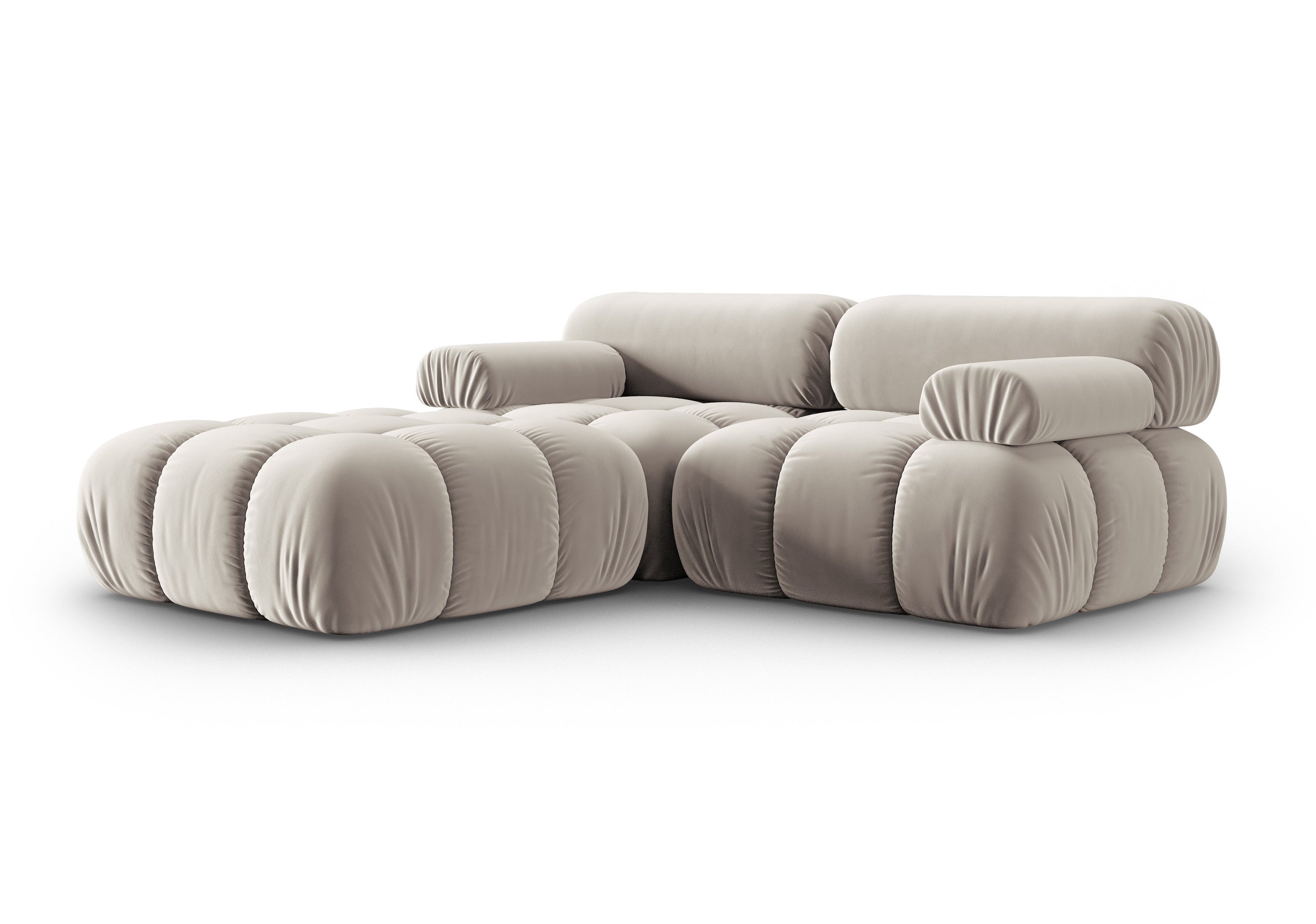 CORTINA Beige Velvet 3-Seater Sofa