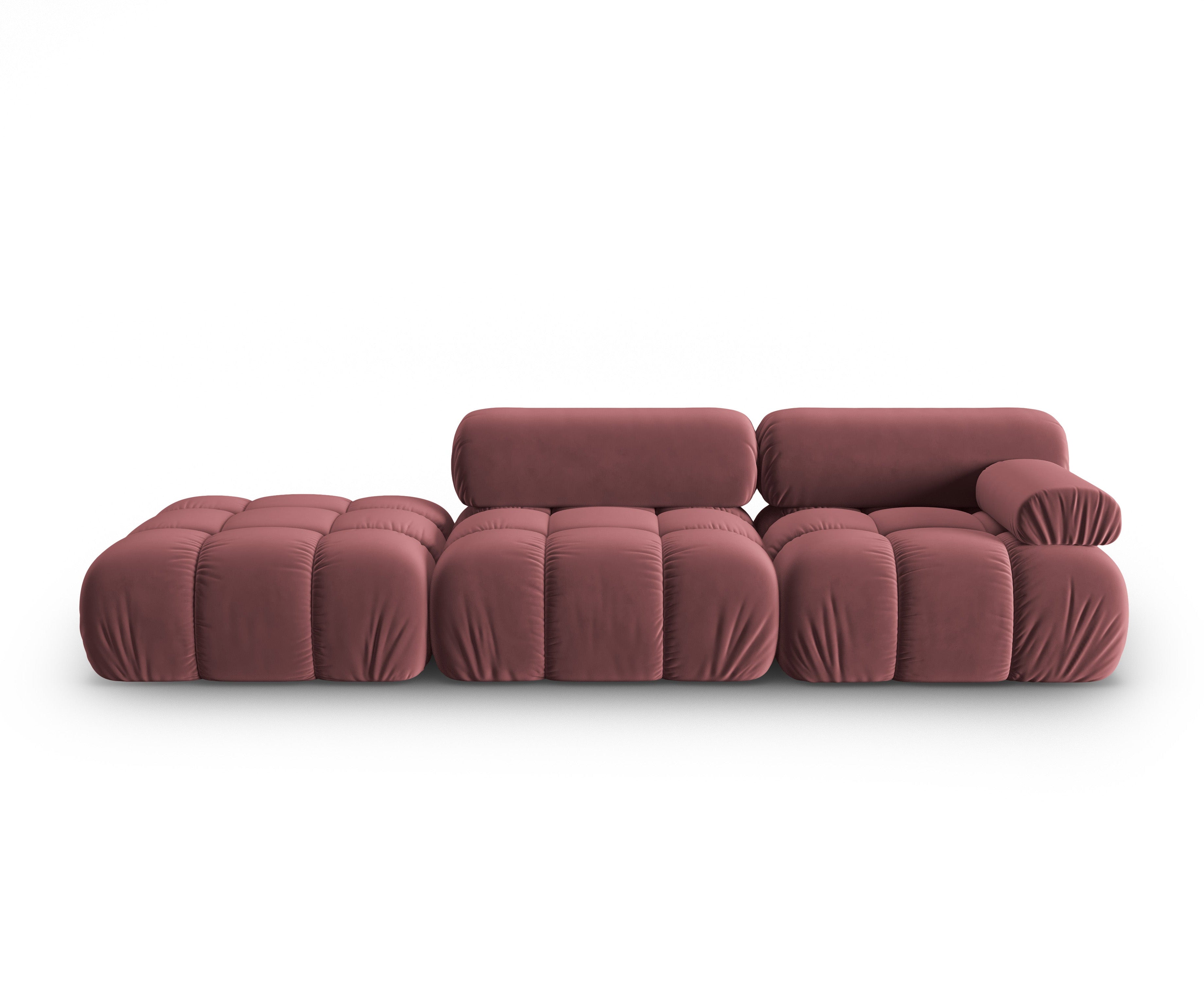 Sofa aksamitna 3-osobowa otwarta lewostronna CORTINA różowy