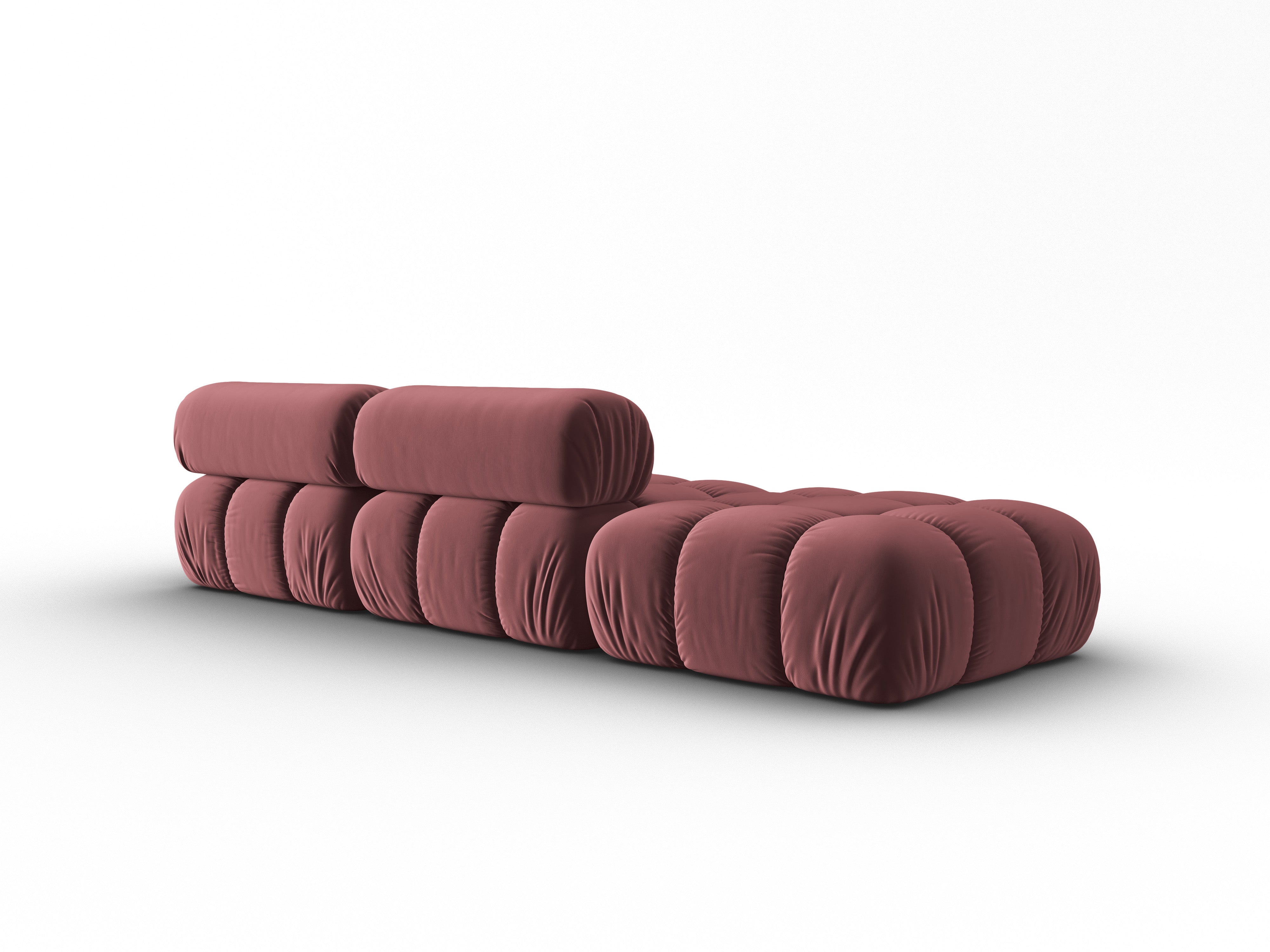 Sofa aksamitna 3-osobowa otwarta lewostronna CORTINA różowy