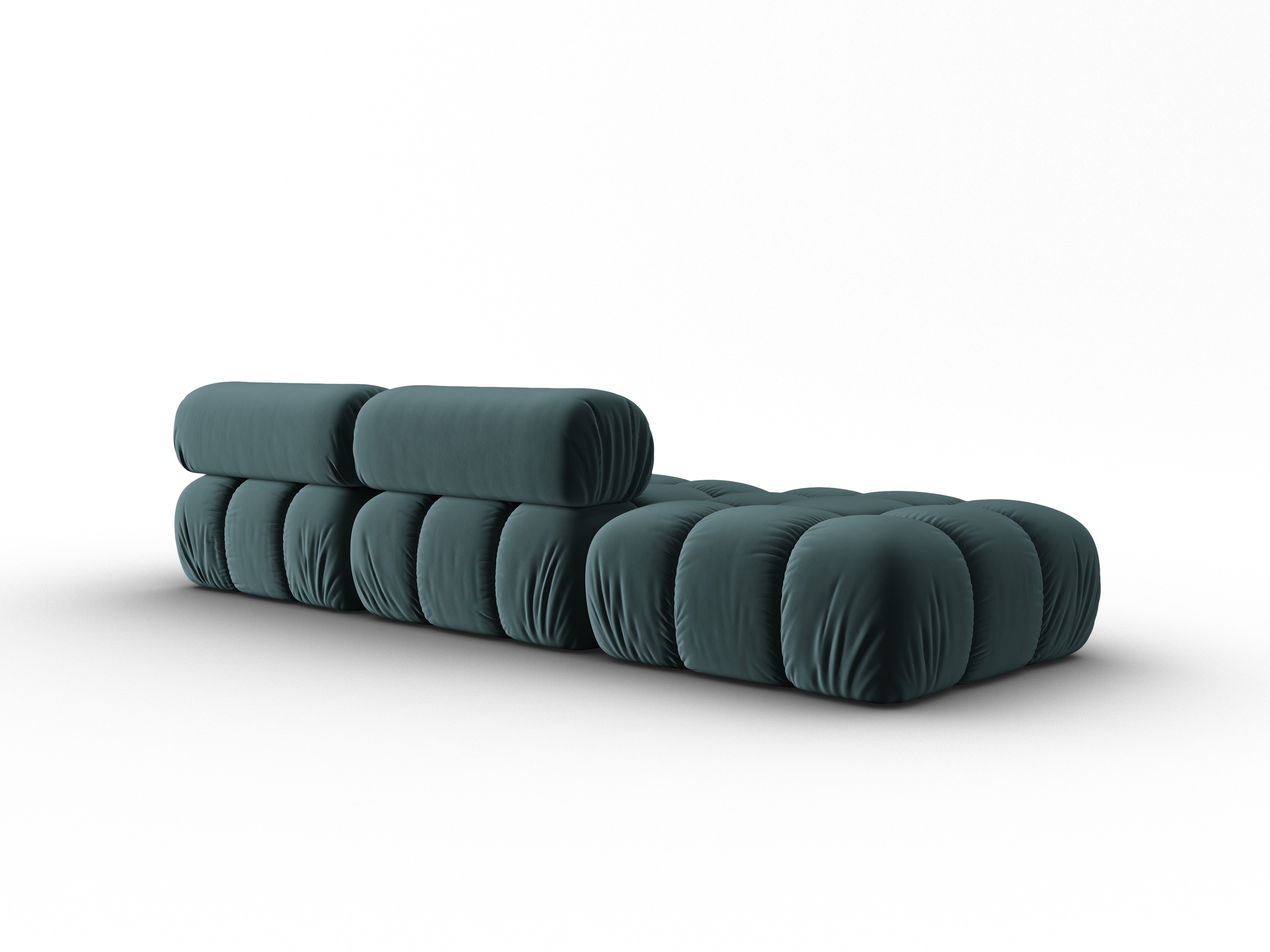 Sofa aksamitna 3-osobowa otwarta lewostronna CORTINA turkusowy