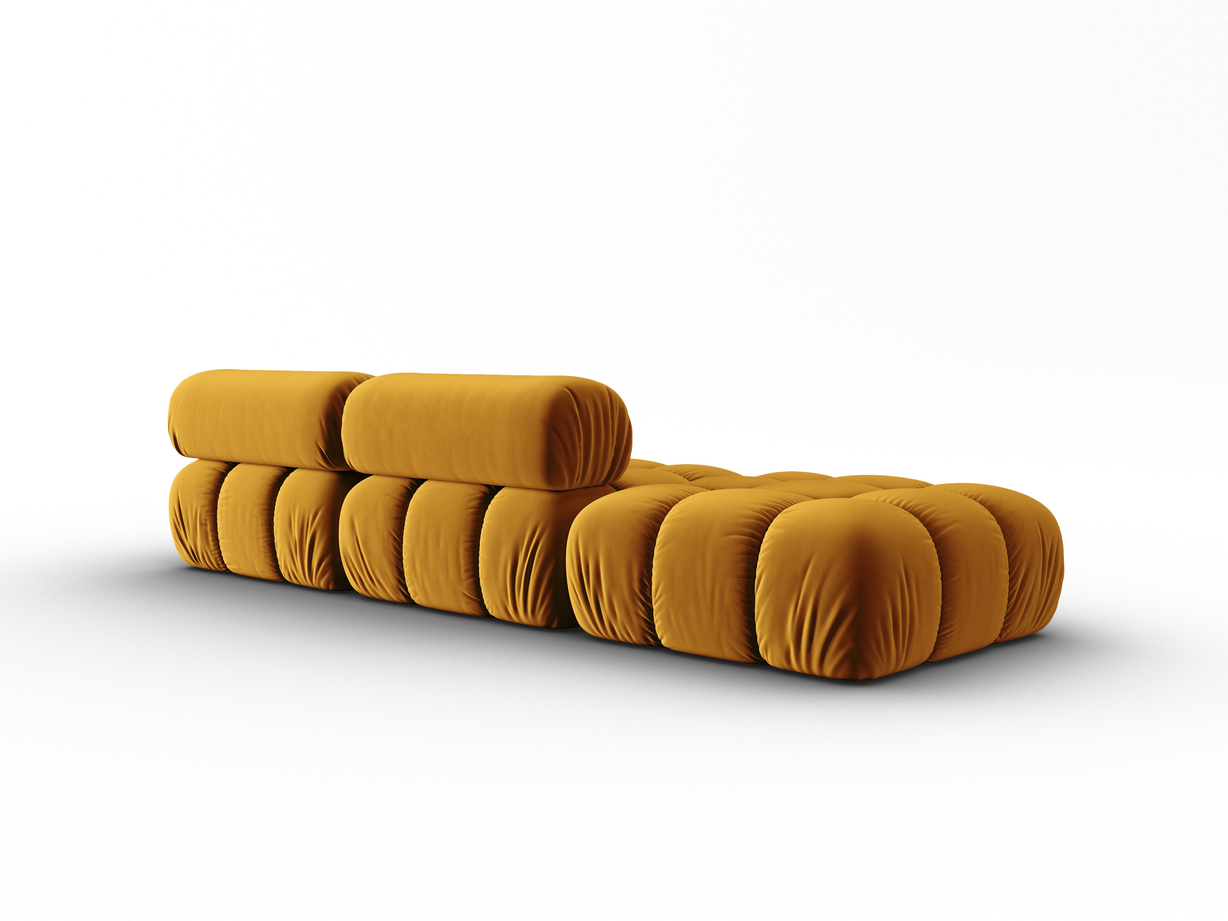 Sofa aksamitna 3-osobowa otwarta lewostronna CORTINA żółty