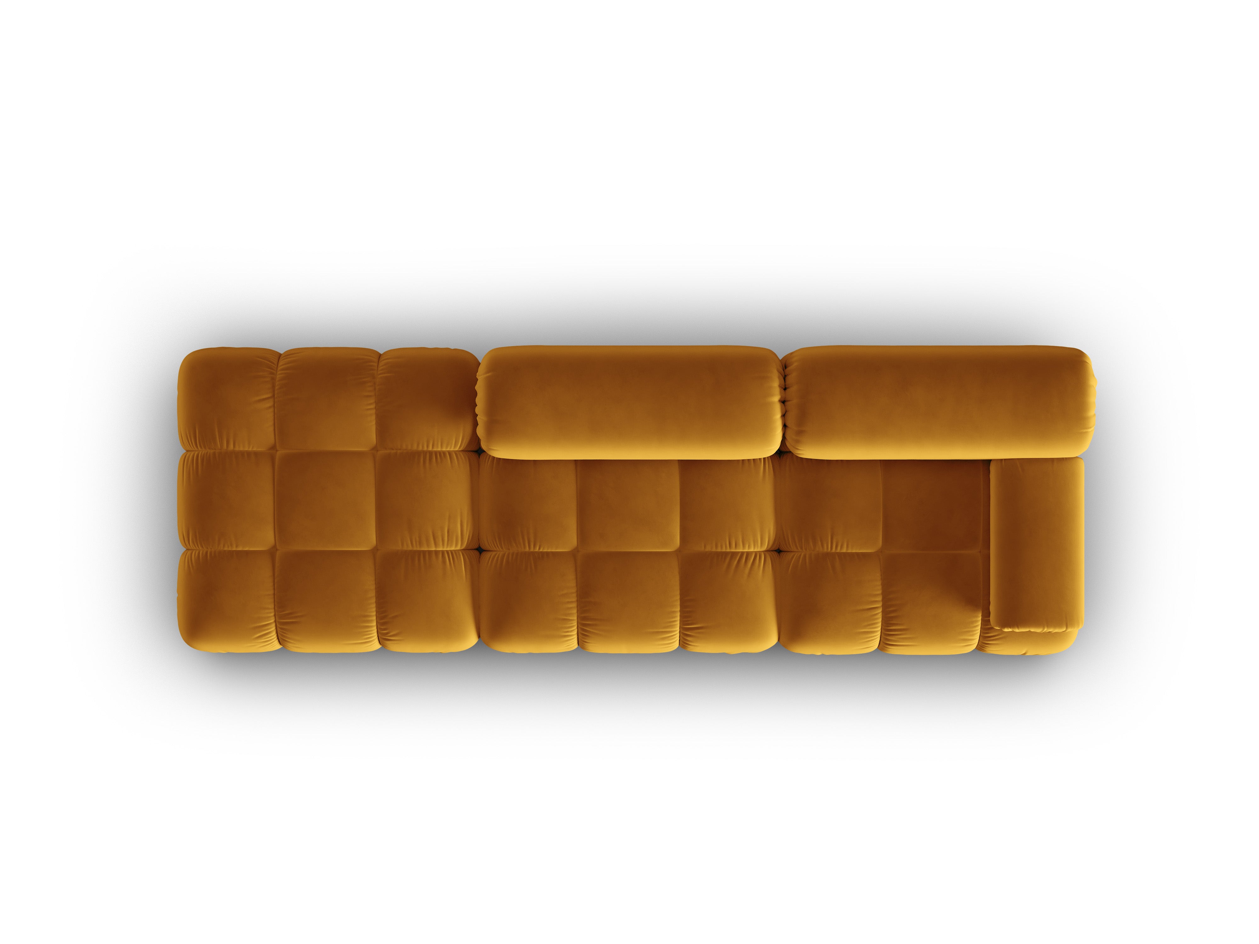 Sofa aksamitna 3-osobowa otwarta lewostronna CORTINA żółty