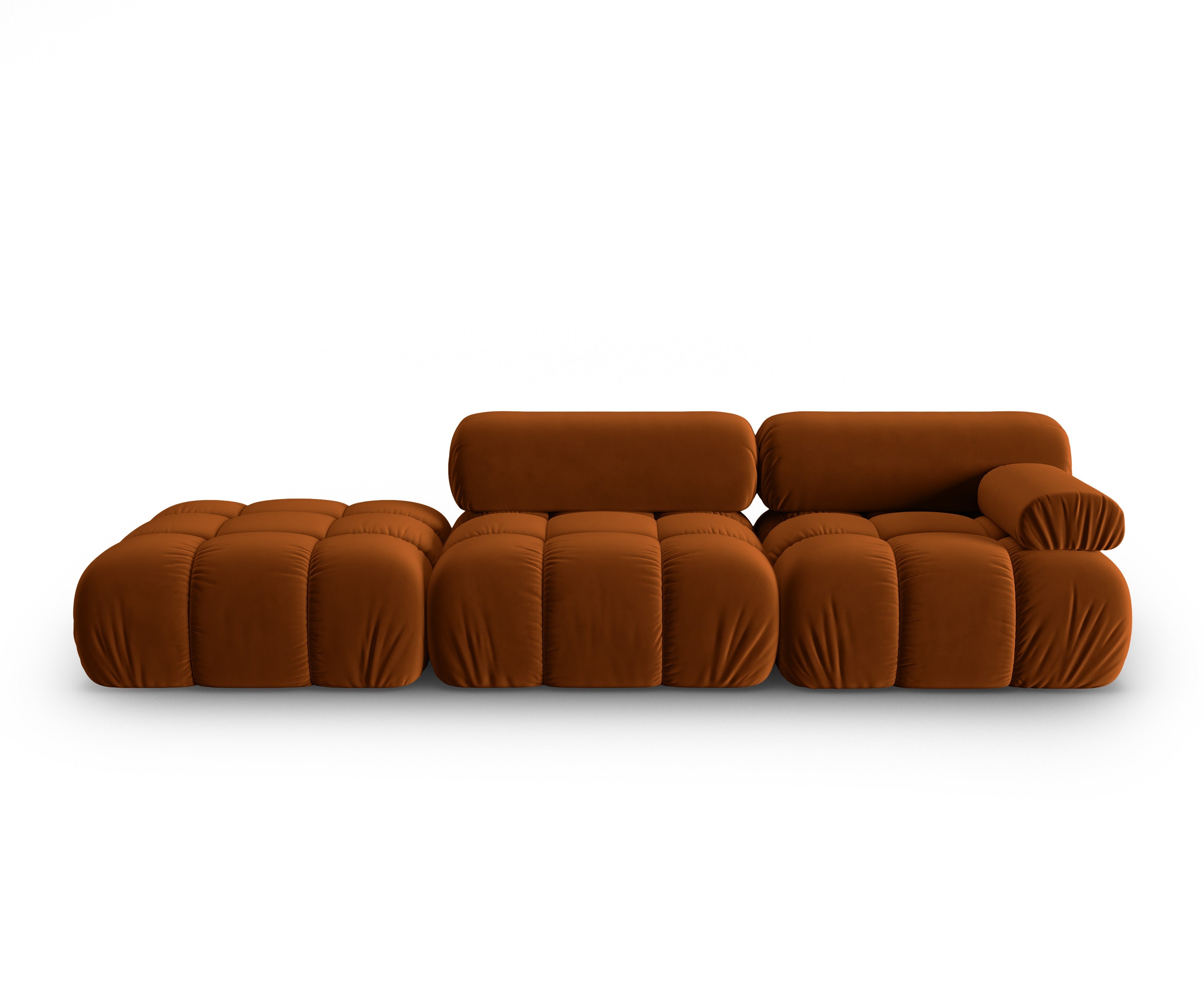 Sofa aksamitna 3-osobowa otwarta lewostronna CORTINA terakota