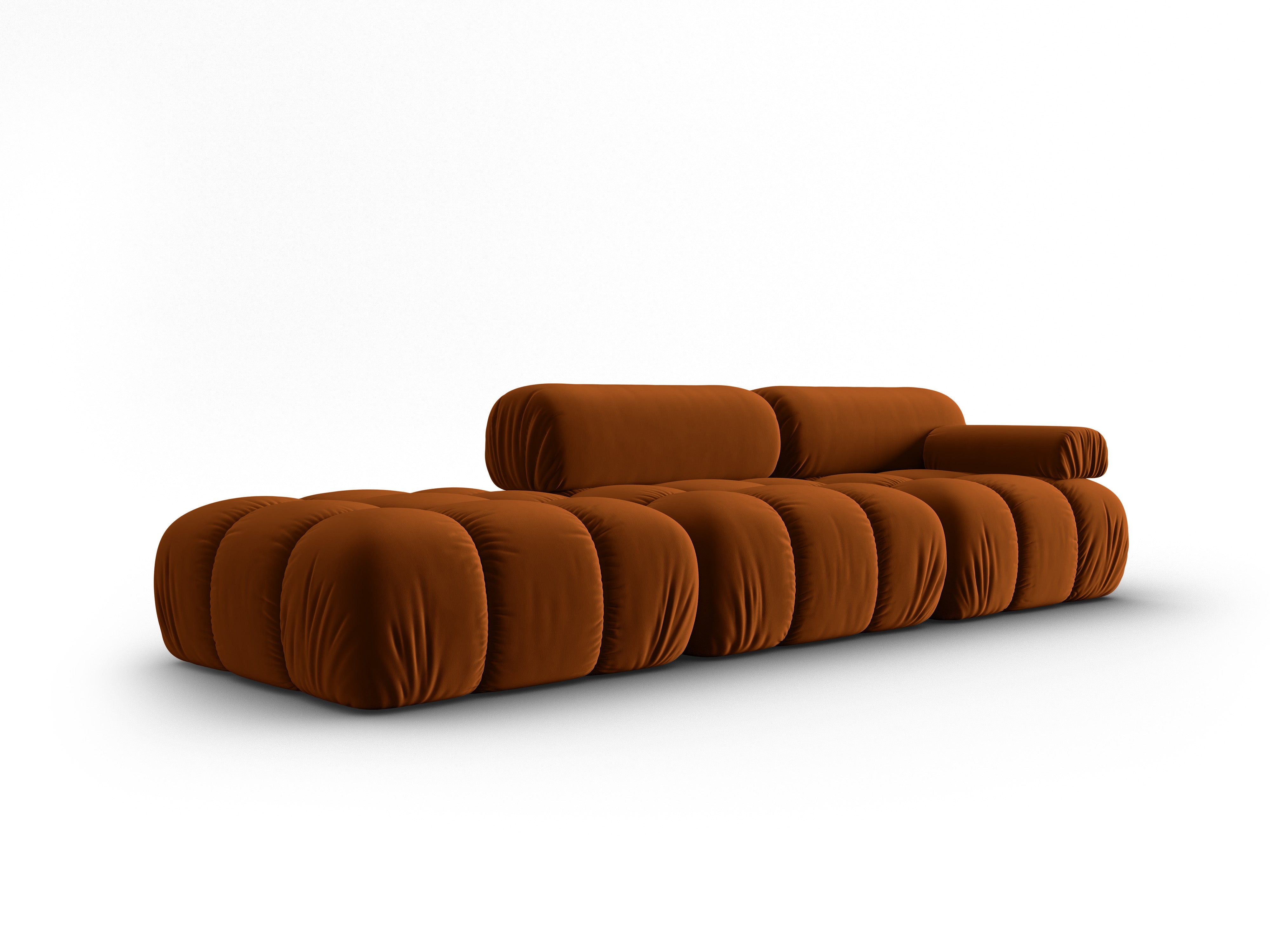 Sofa aksamitna 3-osobowa otwarta lewostronna CORTINA terakota