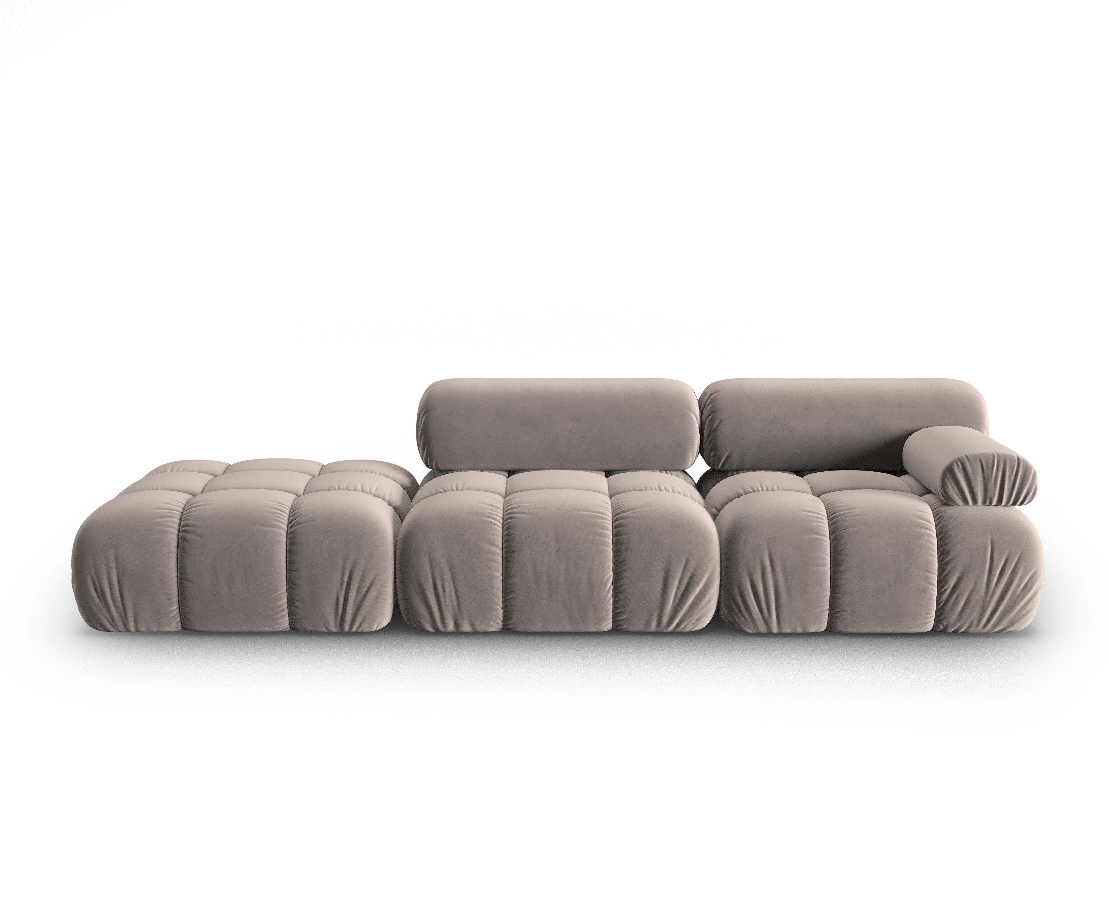 Sofa aksamitna 3-osobowa otwarta lewostronna CORTINA cappuccino