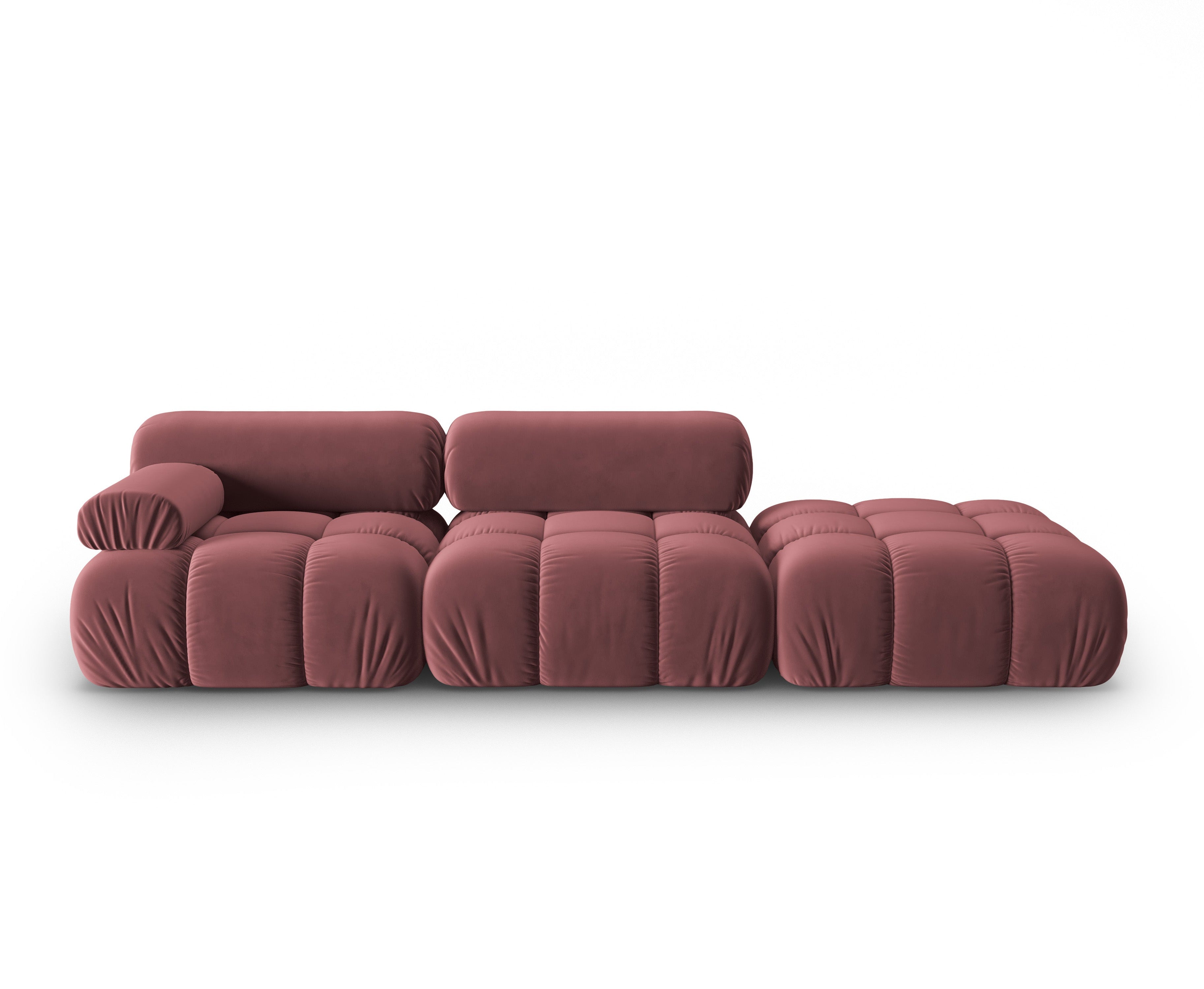 Sofa aksamitna 3-osobowa otwarta prawostronna CORTINA różowy