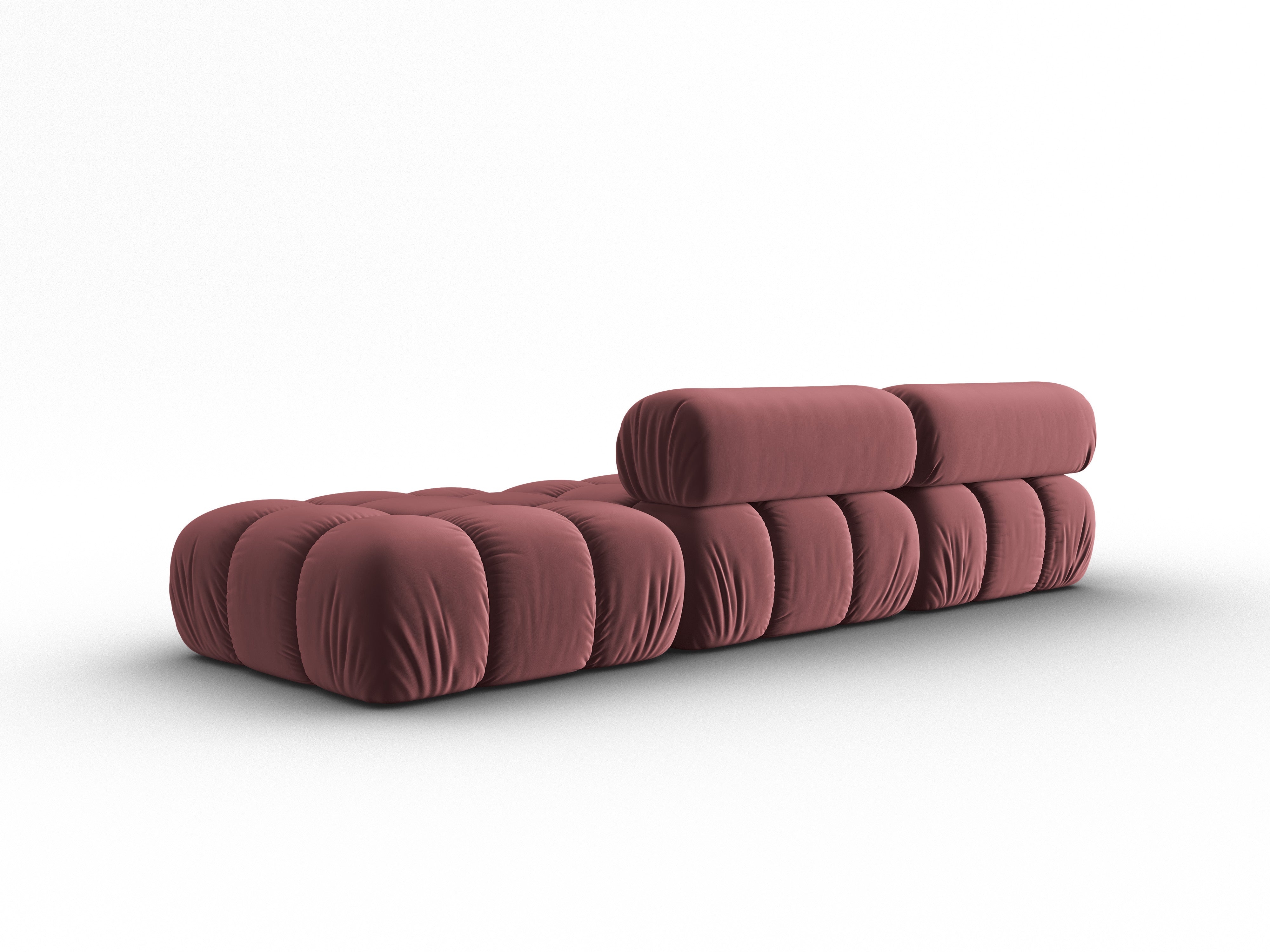 Sofa aksamitna 3-osobowa otwarta prawostronna CORTINA różowy