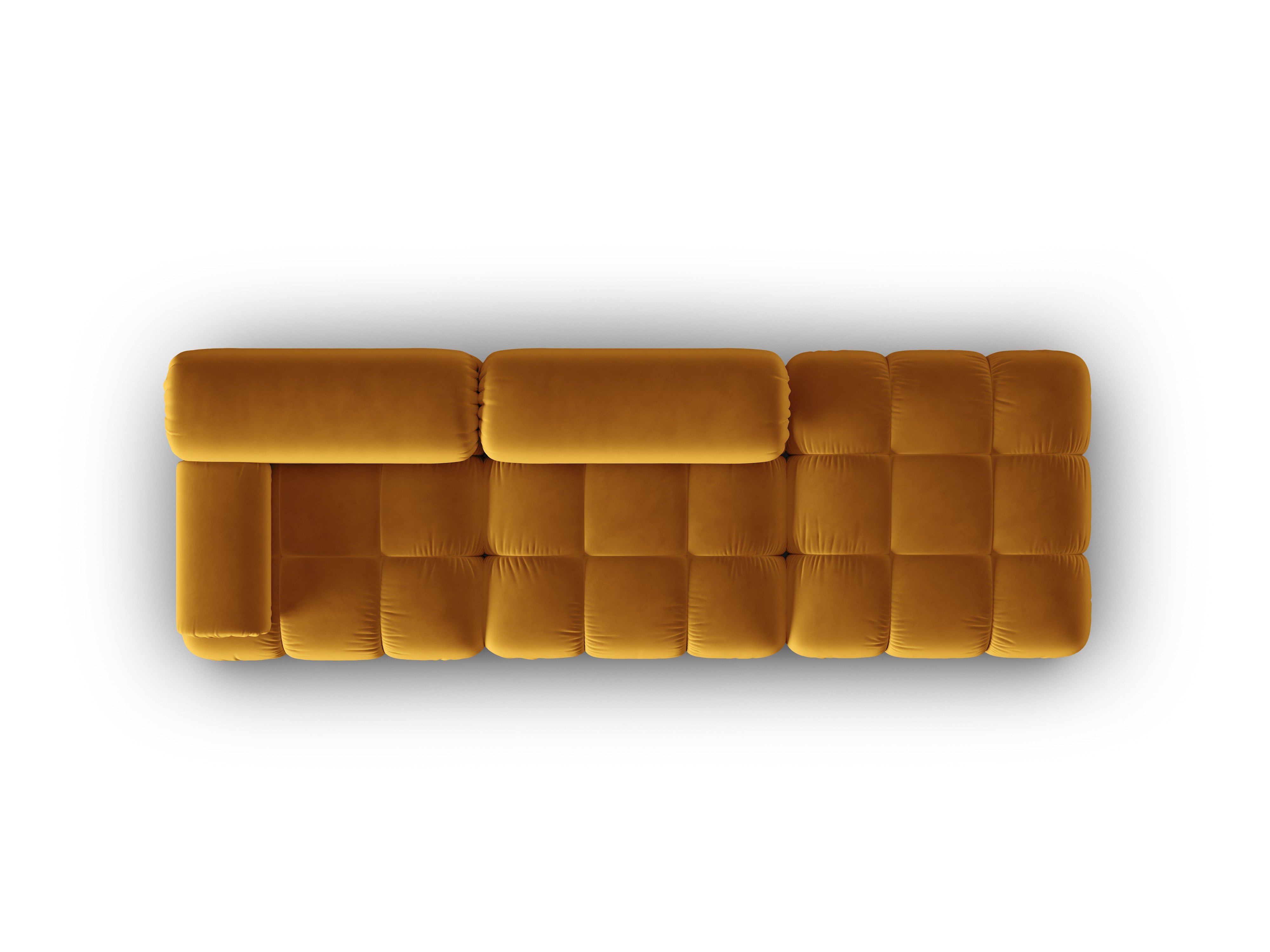 Sofa aksamitna 3-osobowa otwarta prawostronna CORTINA żółty