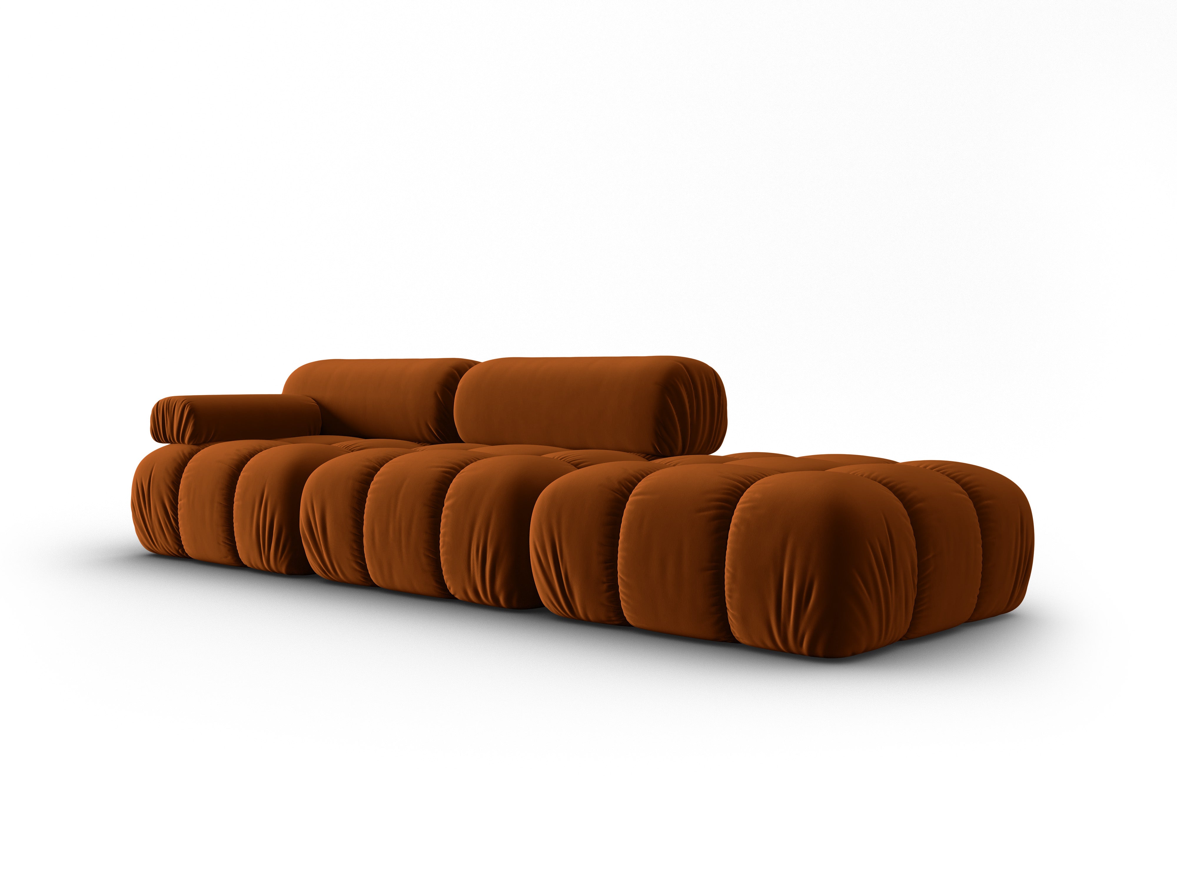 Sofa aksamitna 3-osobowa otwarta prawostronna CORTINA terakota