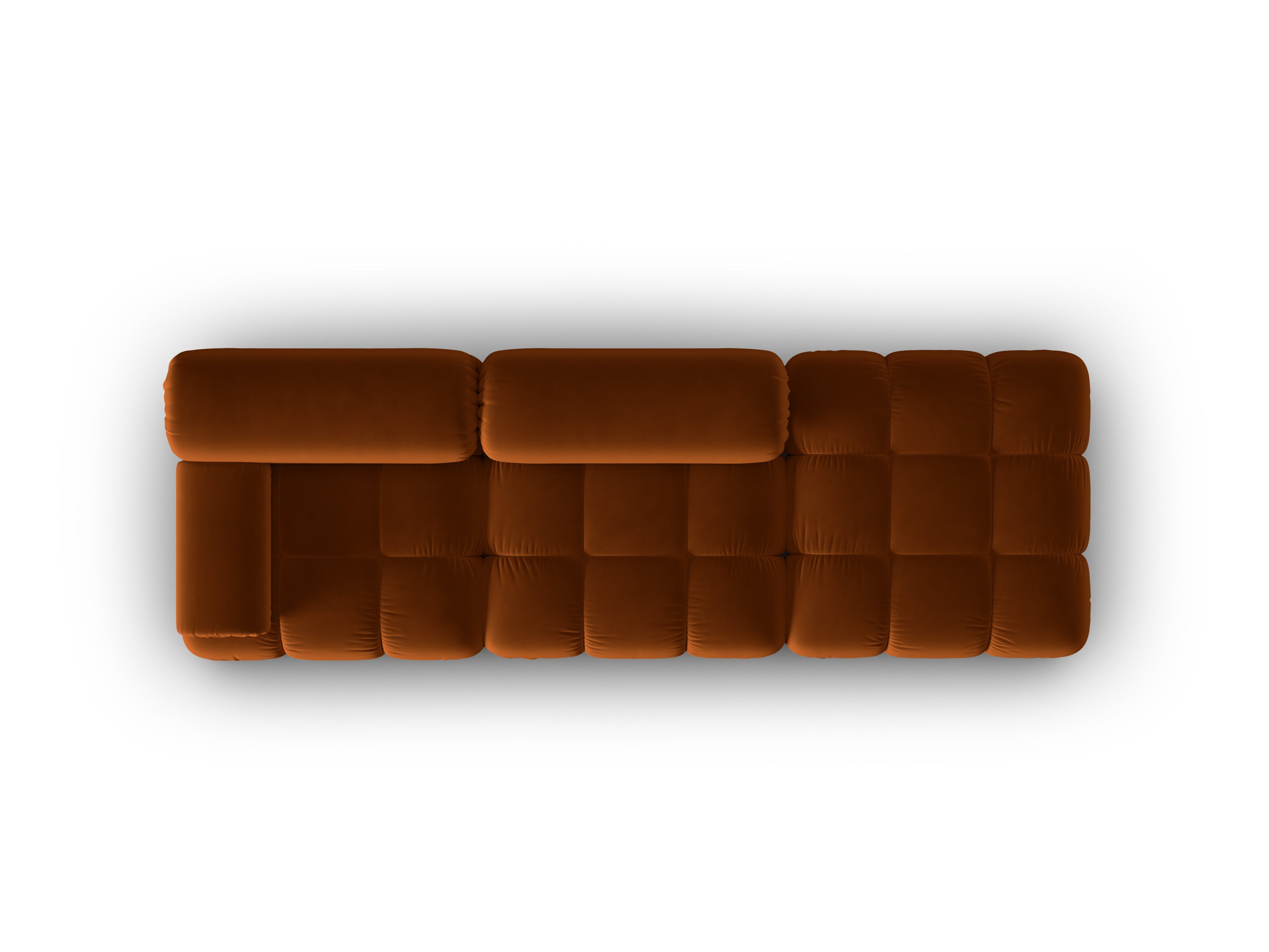 Sofa aksamitna 3-osobowa otwarta prawostronna CORTINA terakota