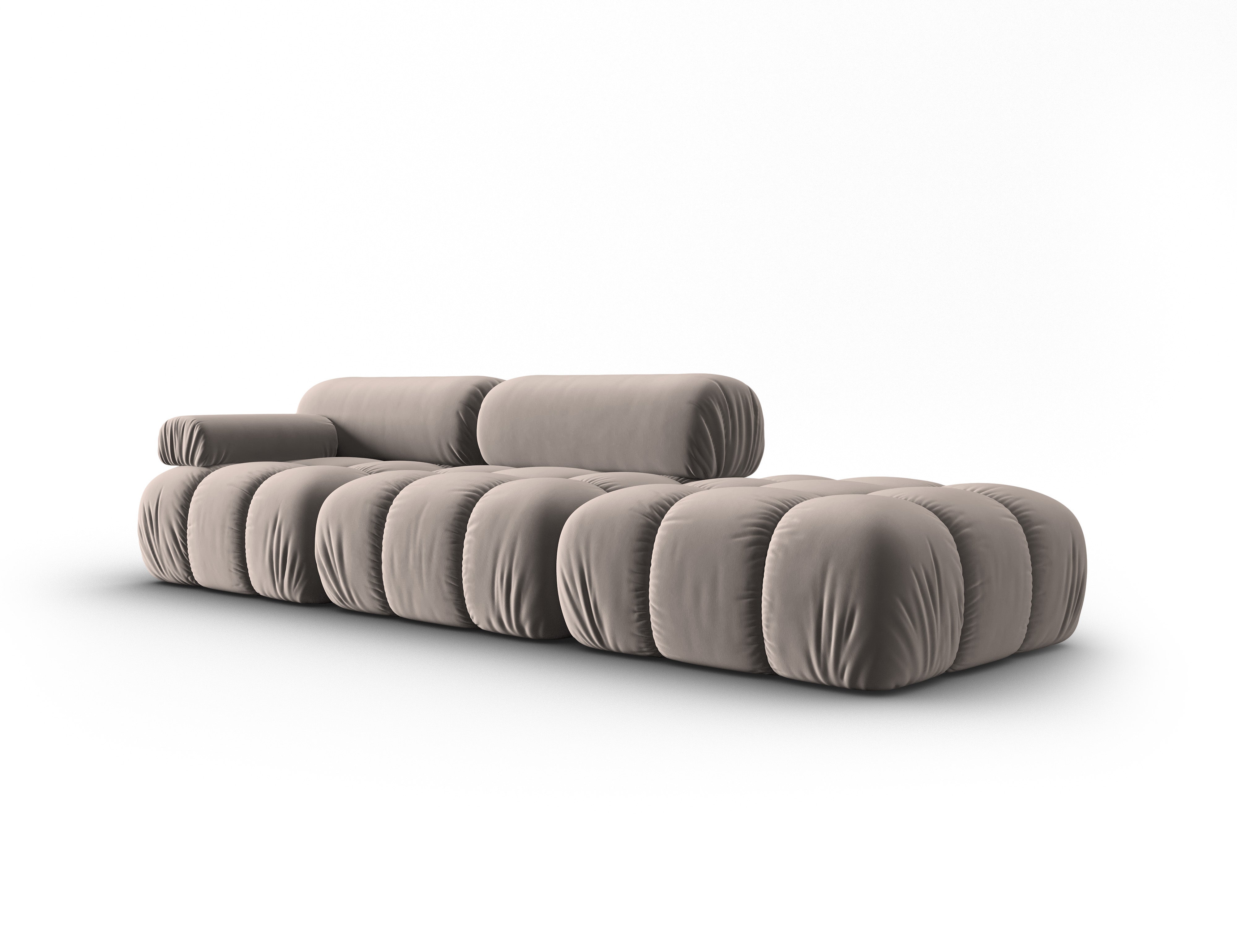Sofa aksamitna 3-osobowa otwarta prawostronna CORTINA cappuccino