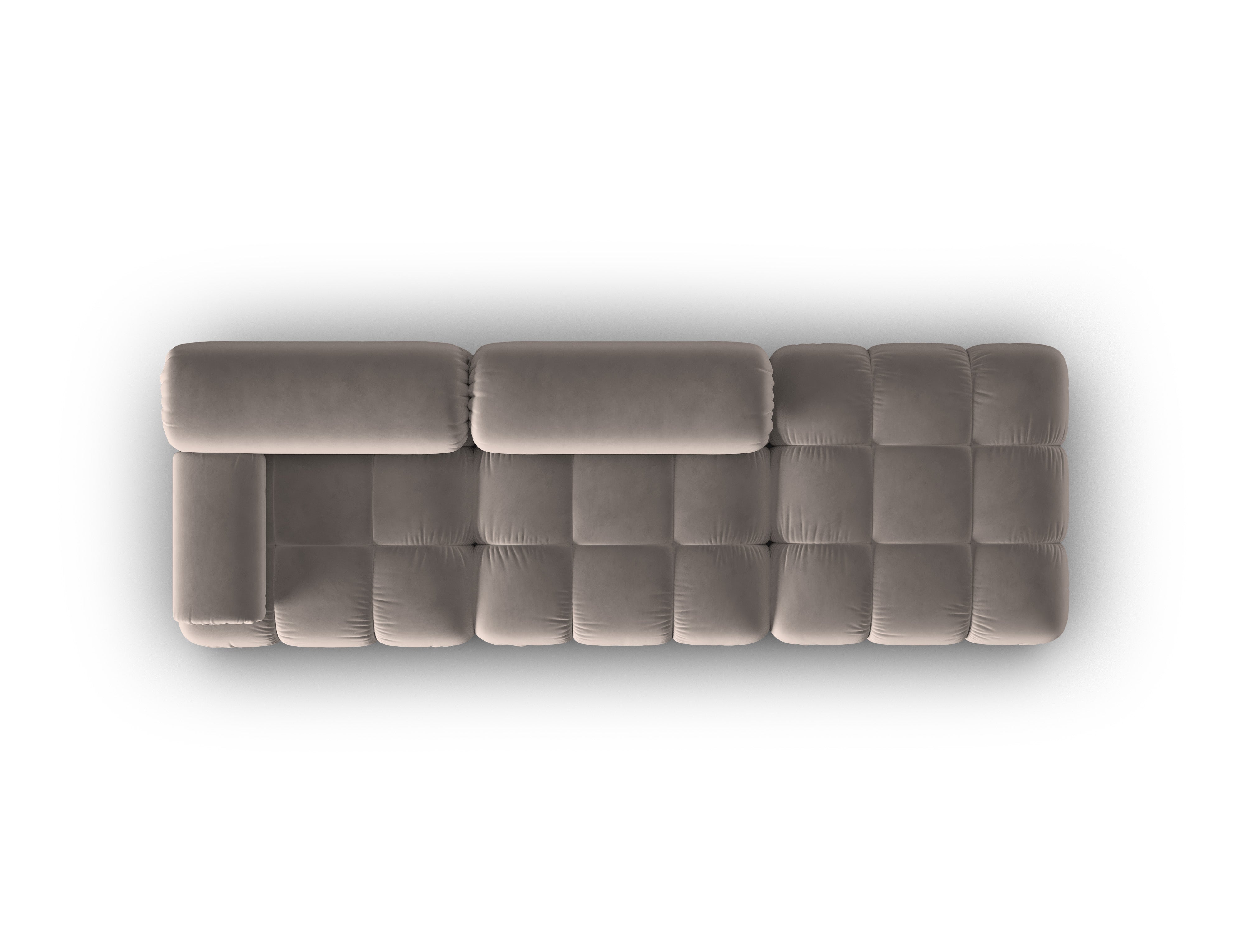 Sofa aksamitna 3-osobowa otwarta prawostronna CORTINA cappuccino