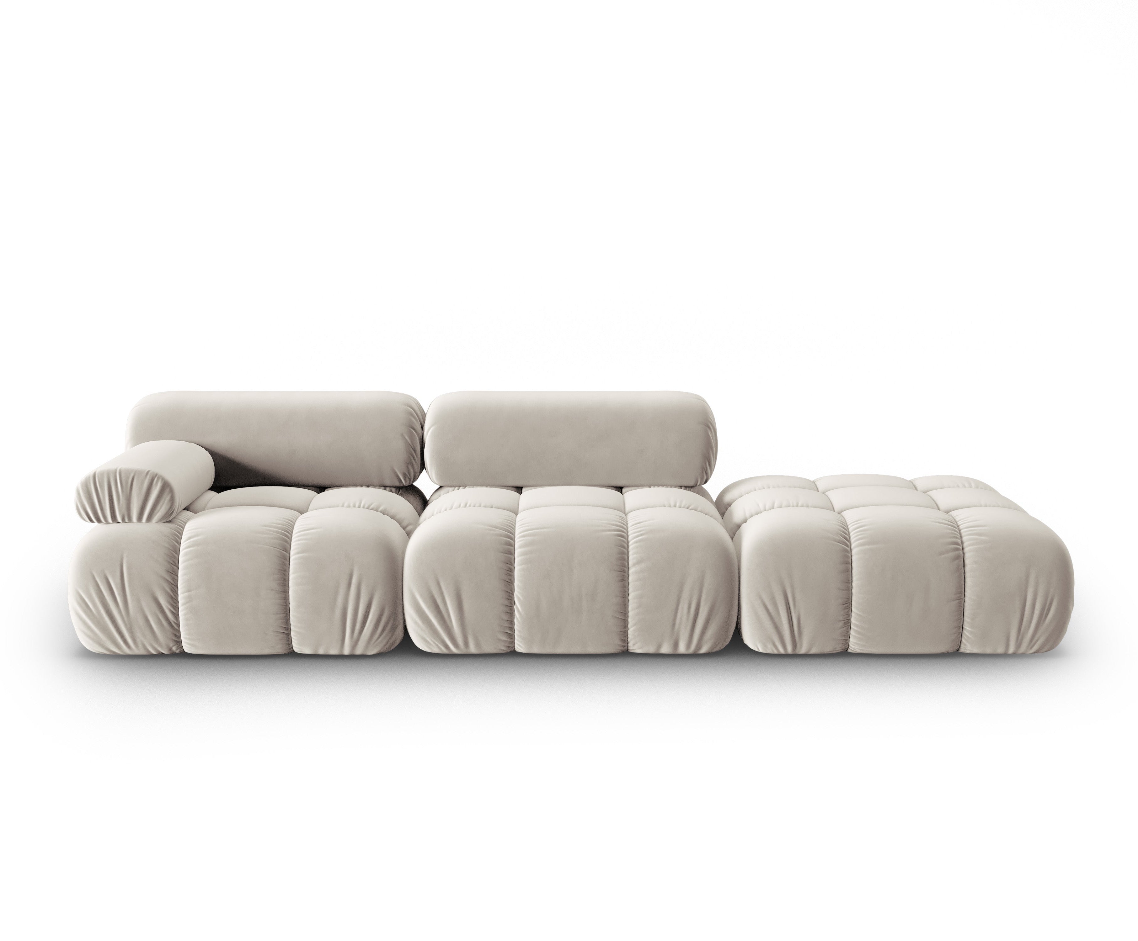Sofa aksamitna 3-osobowa otwarta prawostronna CORTINA beżowy