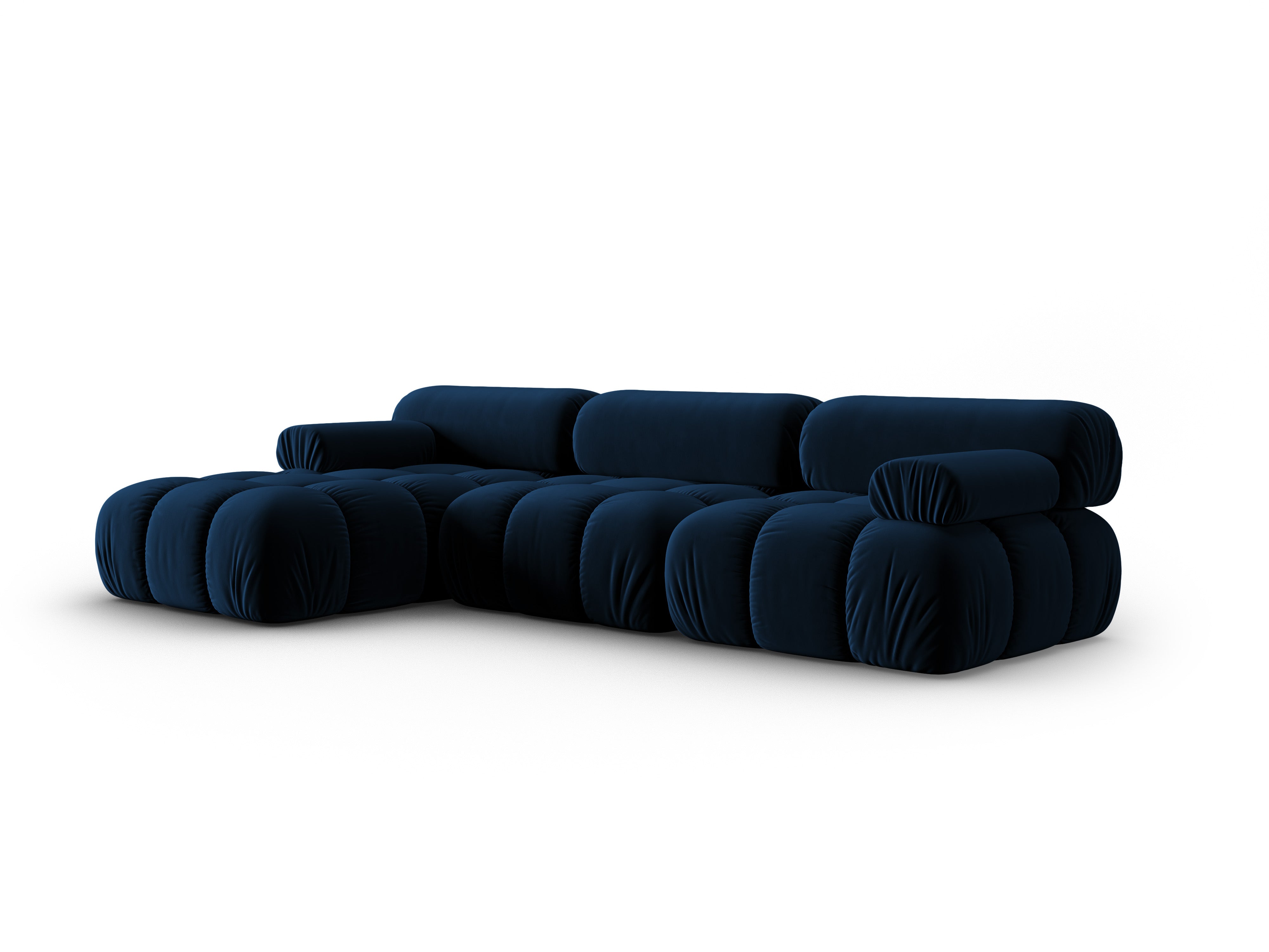Velvet corner sofa for 4 people, left-facing CORTINA in royal blue [Ewelina]