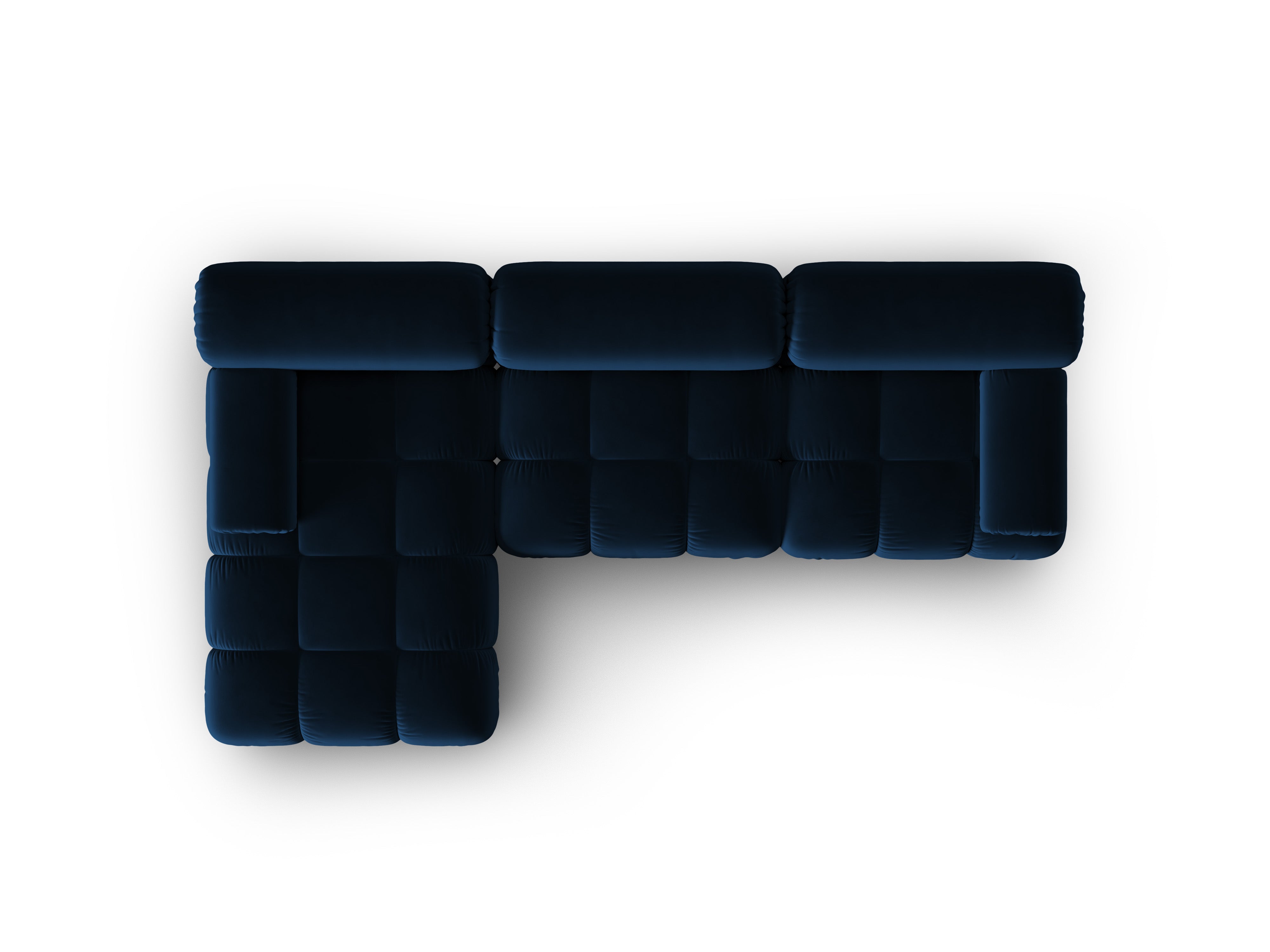 Velvet corner sofa for 4 people, left-facing CORTINA in royal blue [Ewelina]