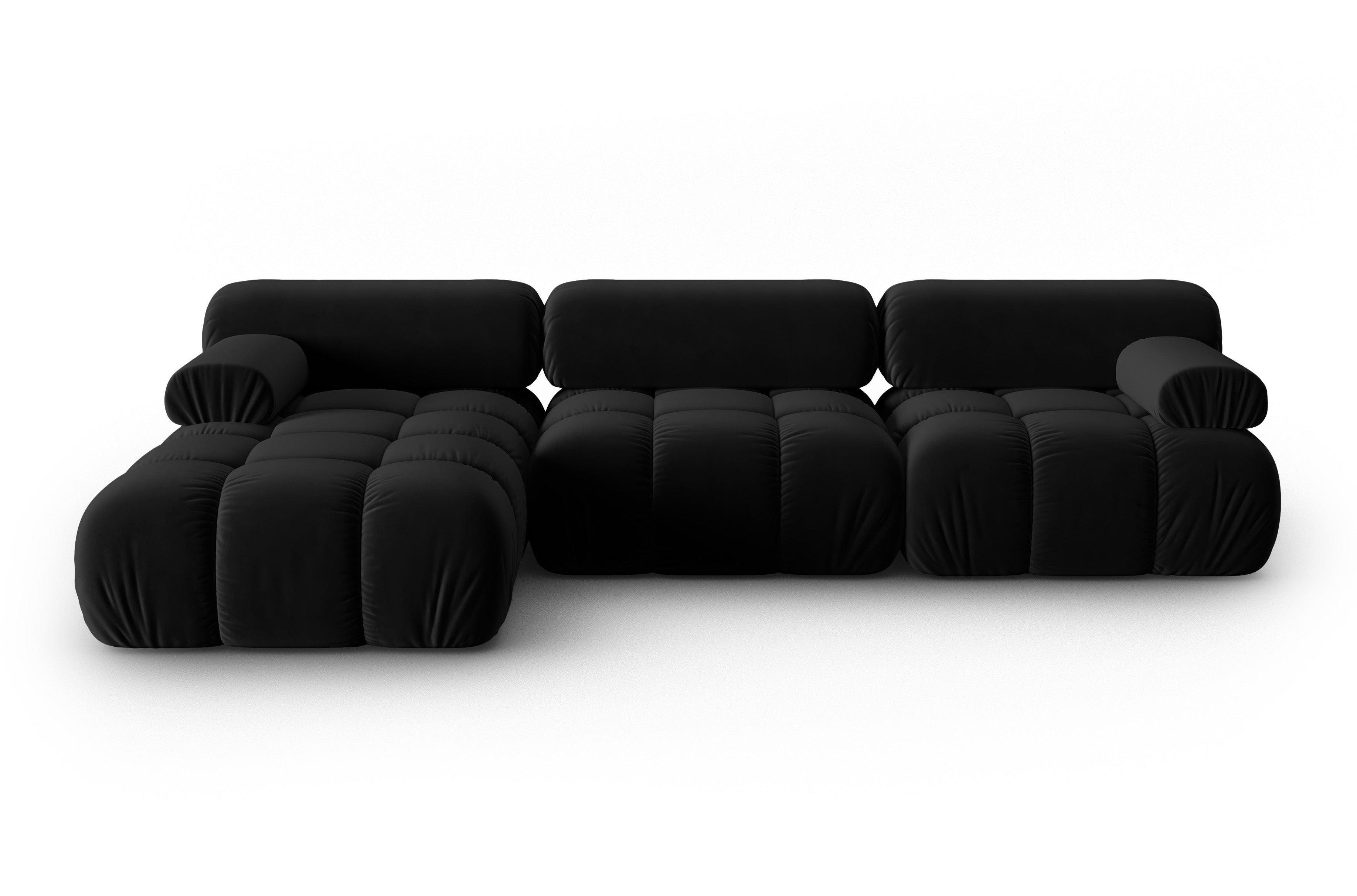Black velvet corner sofa for 4 people, left side CORTINA [Ewelina]