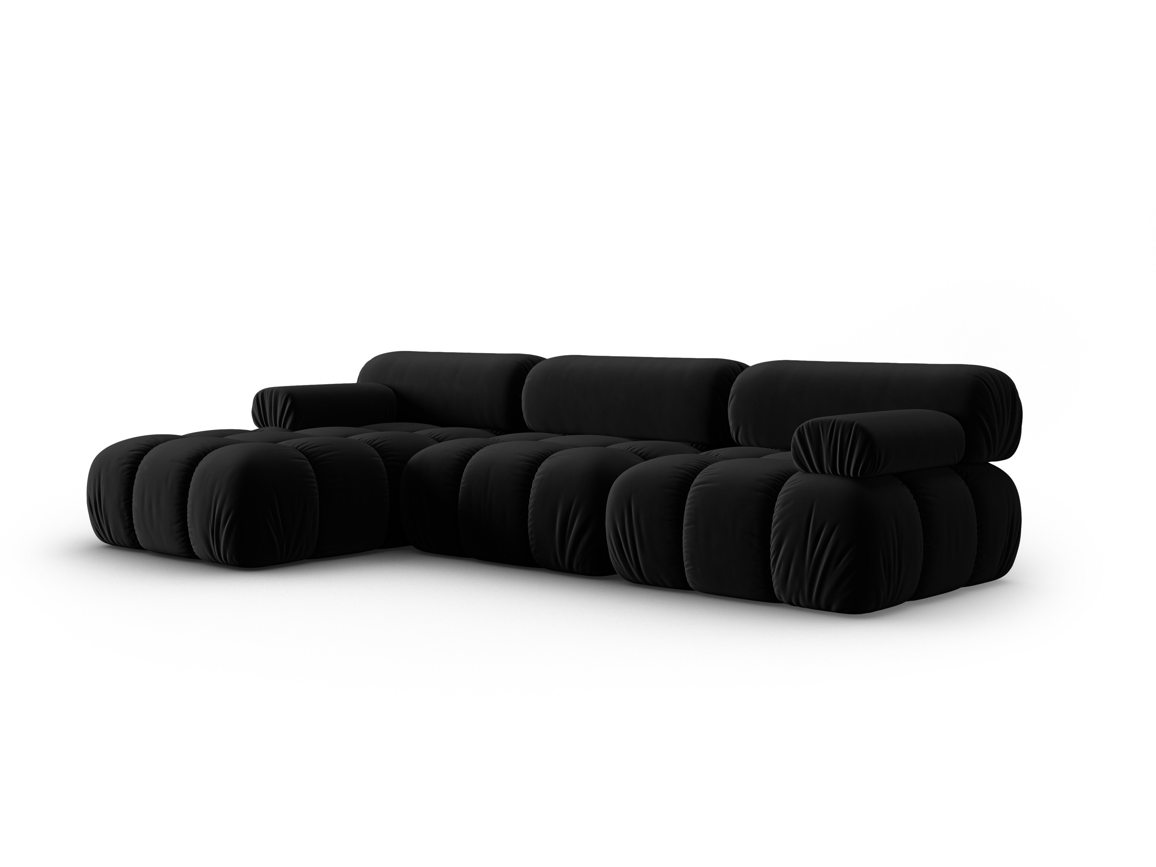 Black velvet corner sofa for 4 people, left side CORTINA [Ewelina]