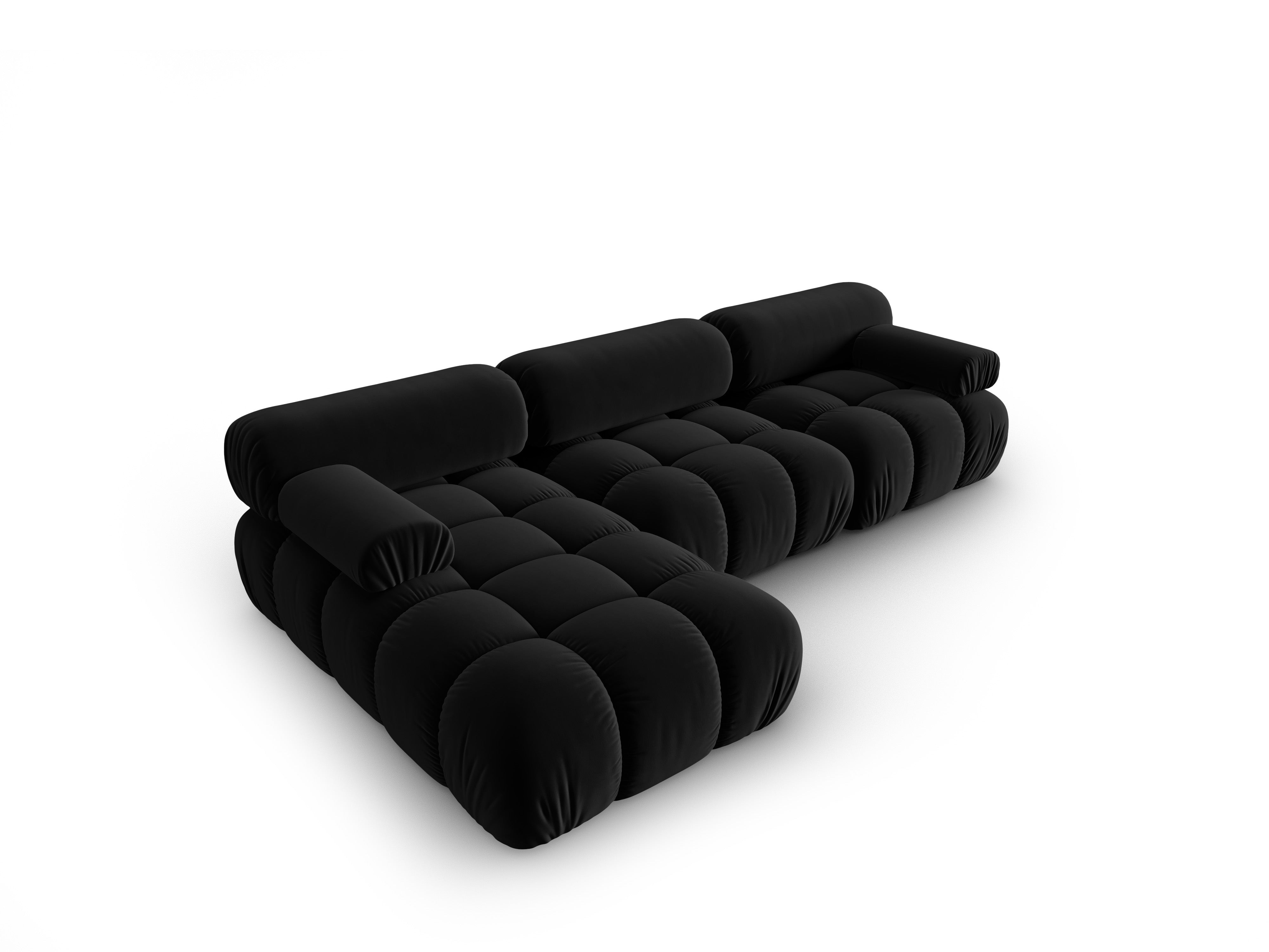 Black velvet corner sofa for 4 people, left side CORTINA [Ewelina]