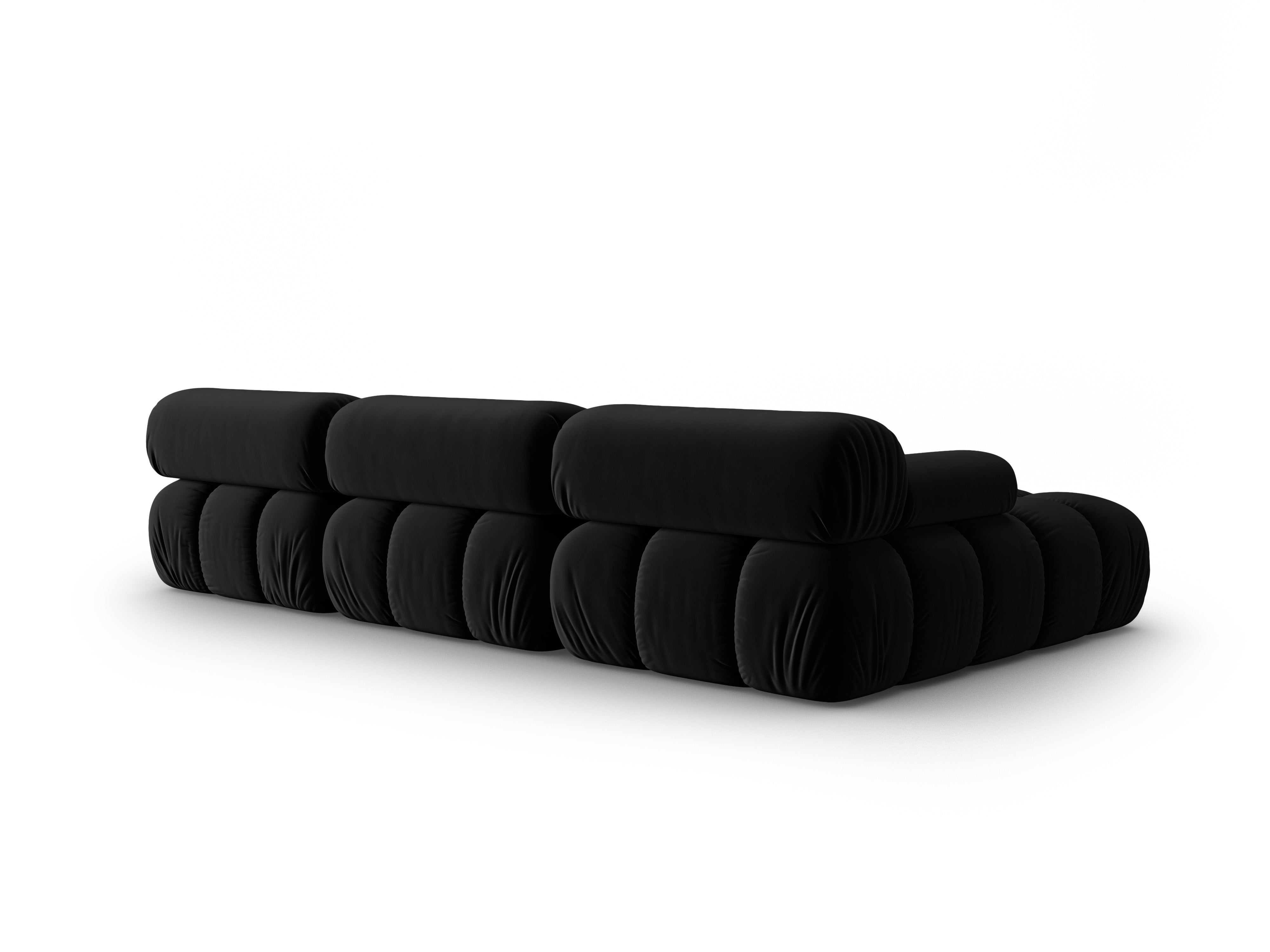 Black velvet corner sofa for 4 people, left side CORTINA [Ewelina]