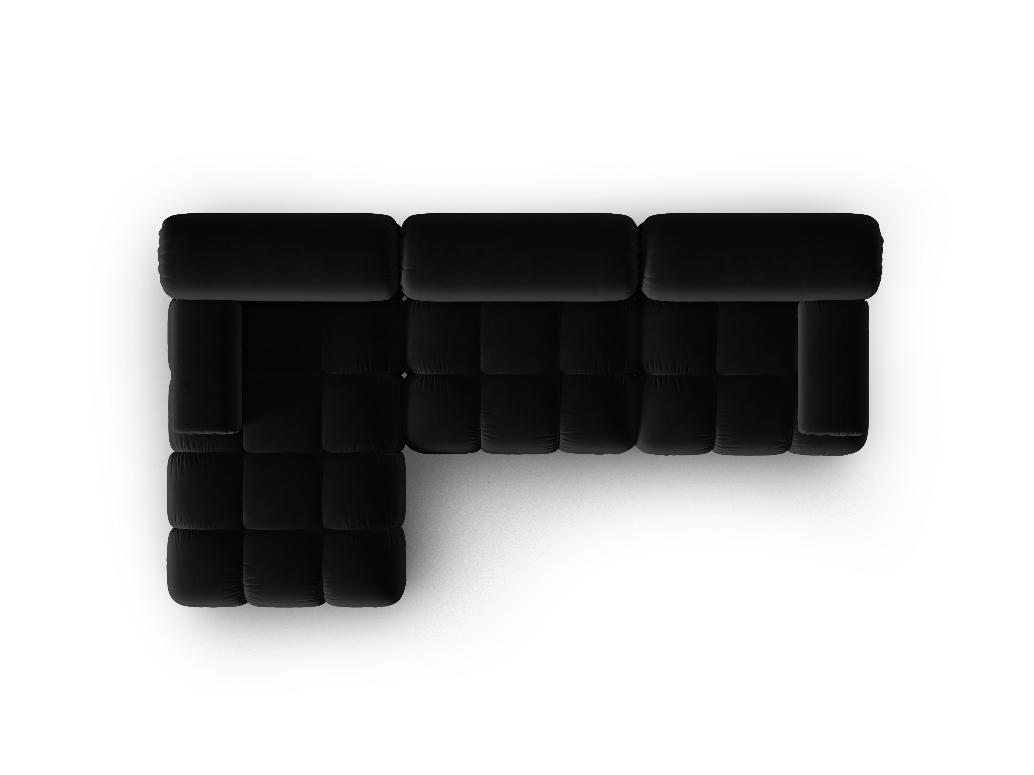 Black velvet corner sofa for 4 people, left side CORTINA [Ewelina]
