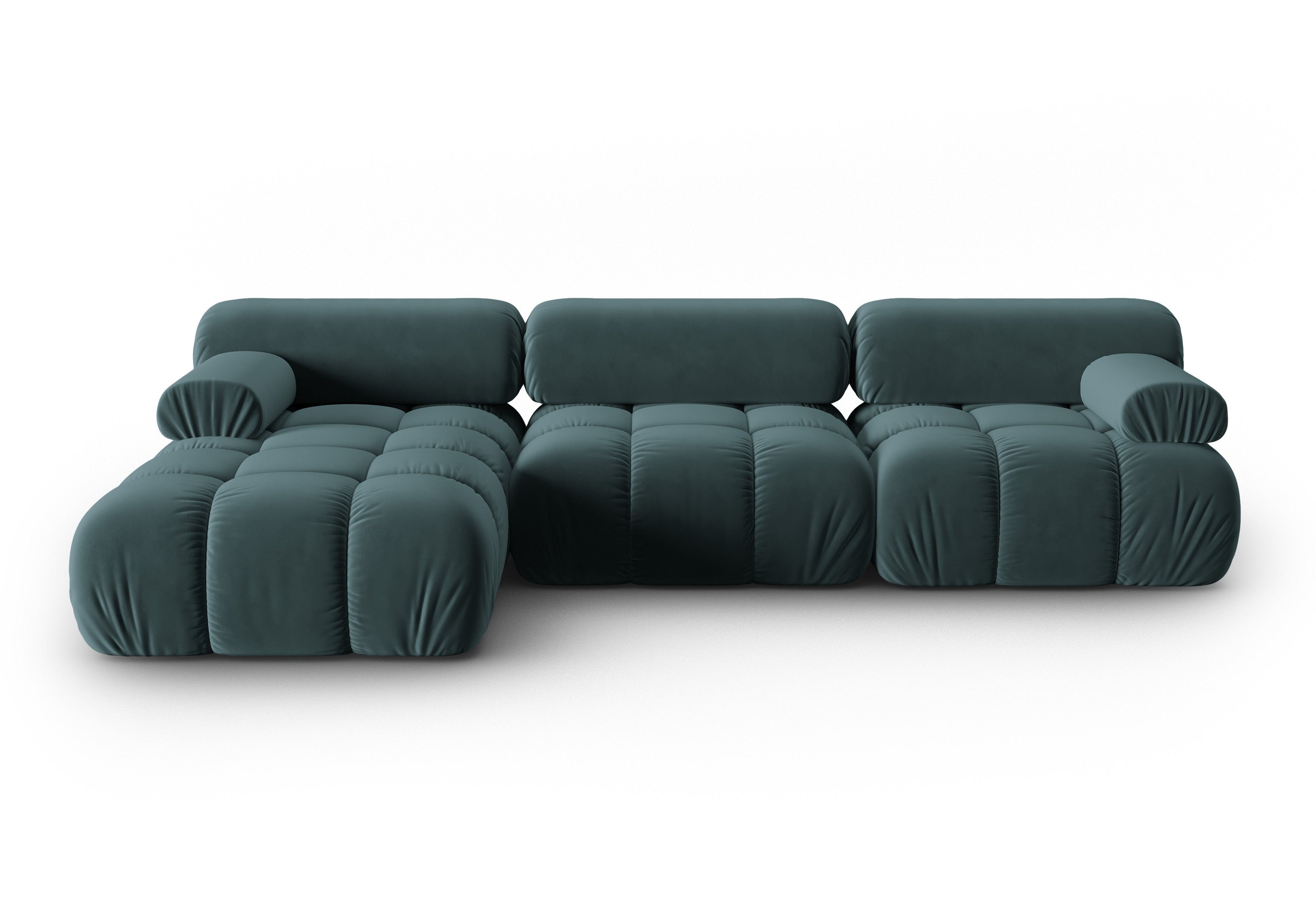 Turquoise velvet corner sofa for 4 people, left-facing CORTINA [Ewelina]