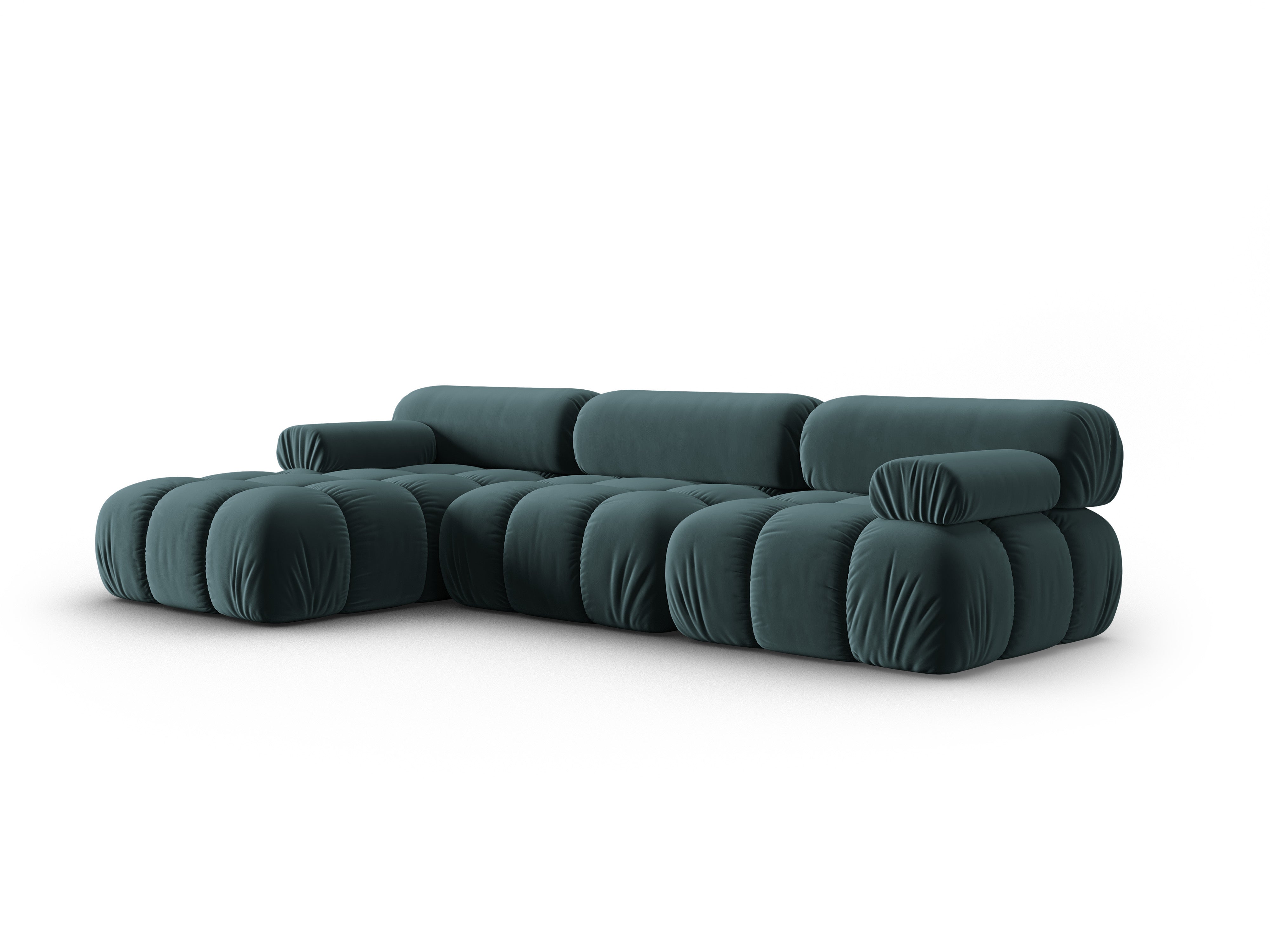 Turquoise velvet corner sofa for 4 people, left-facing CORTINA [Ewelina]