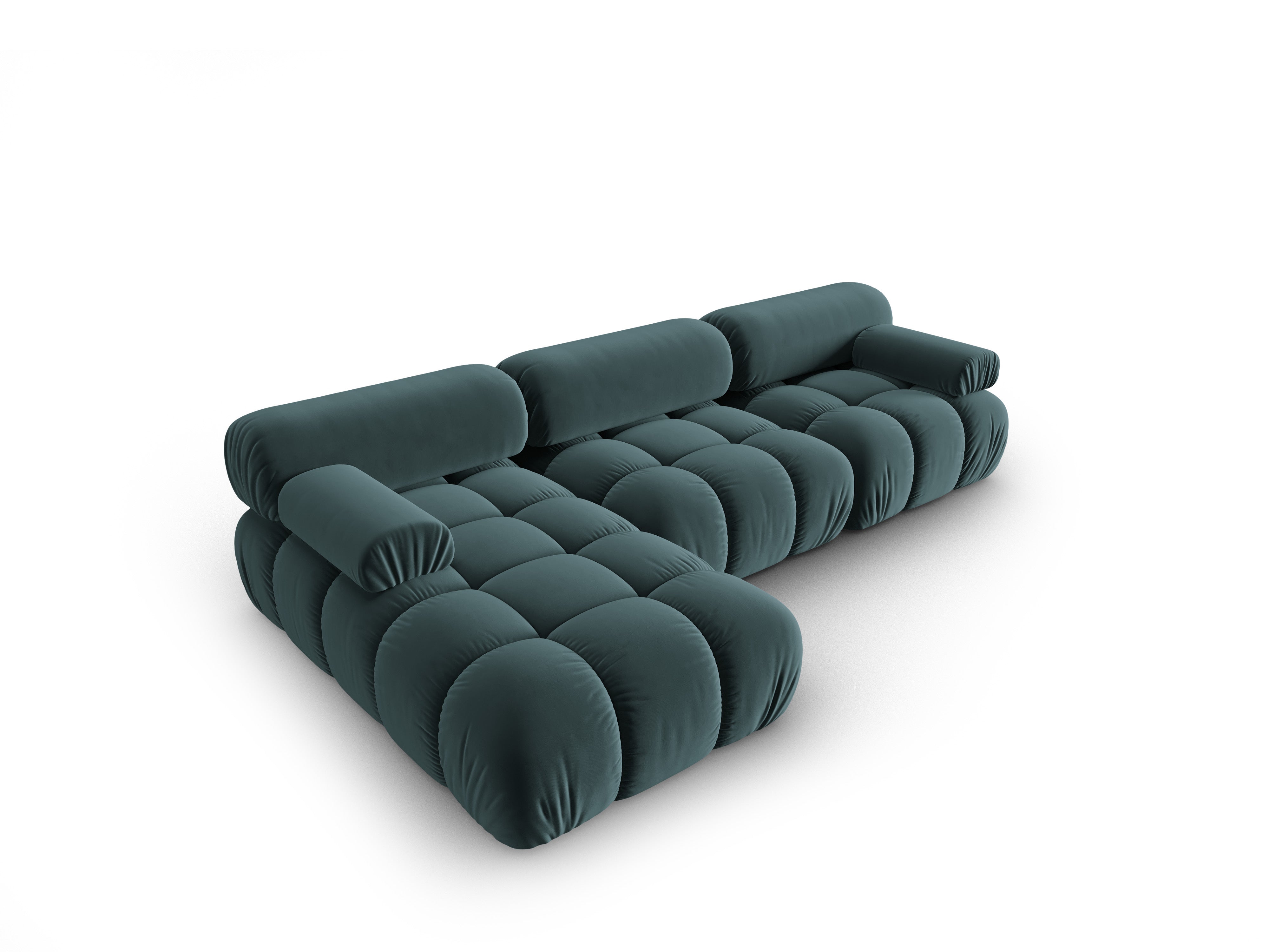 Turquoise velvet corner sofa for 4 people, left-facing CORTINA [Ewelina]