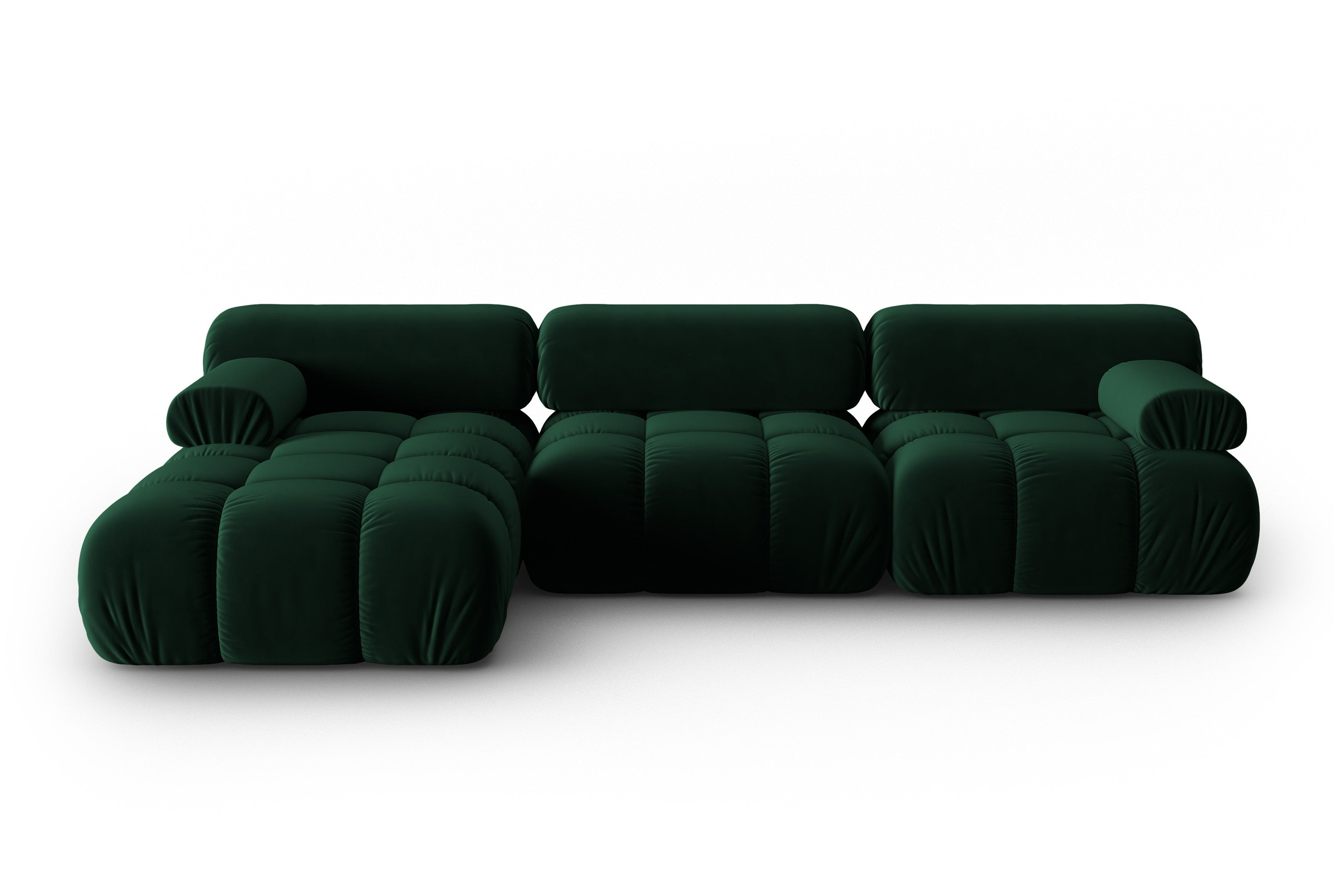 Velvet corner sofa for 4 people, left-sided, CORTINA, bottle green [Ewelina] [Amelia spr]