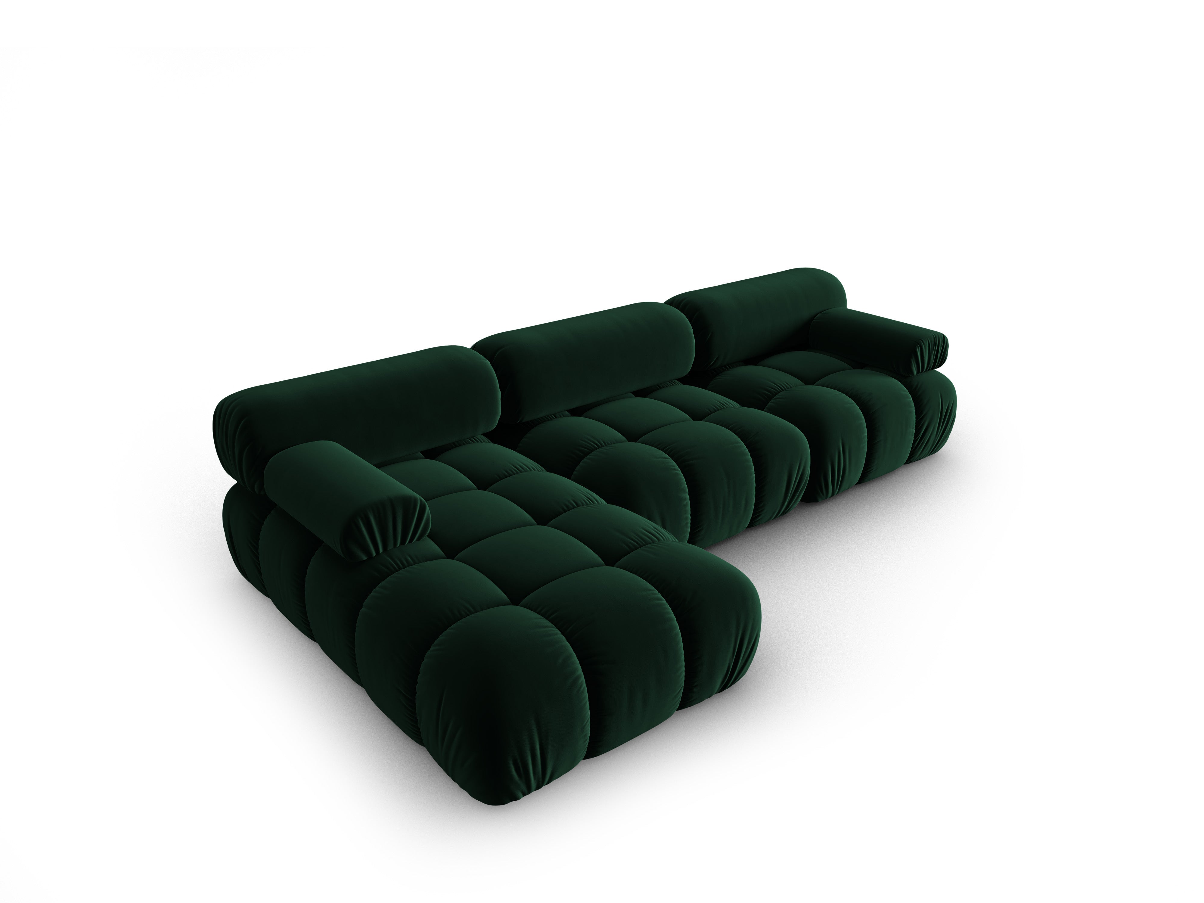 Velvet corner sofa for 4 people, left-sided, CORTINA, bottle green [Ewelina] [Amelia spr]