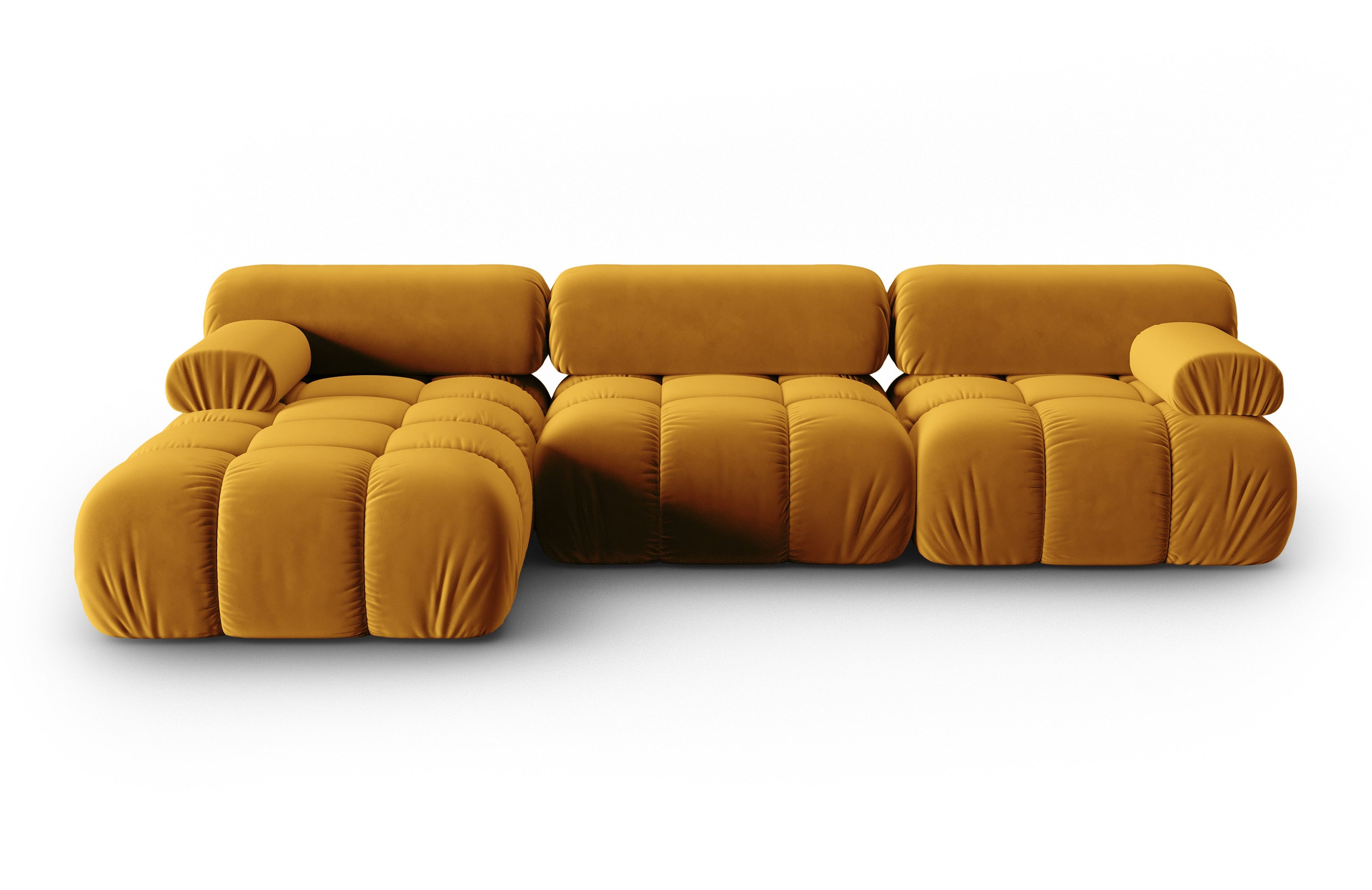 Yellow left-facing velvet corner sofa for 4 people CORTINA [Ewelina] [Amelia spr]