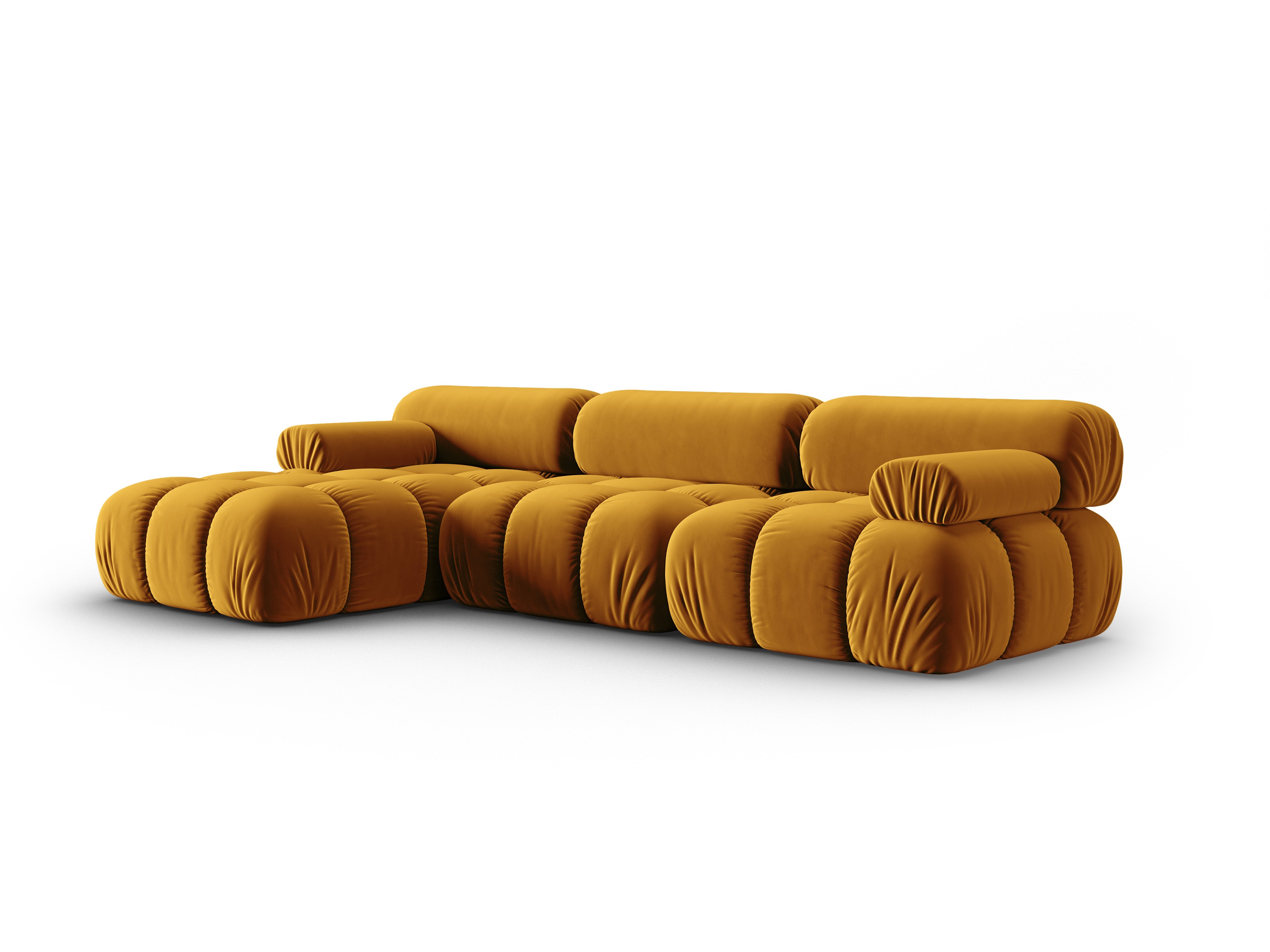 Yellow left-facing velvet corner sofa for 4 people CORTINA [Ewelina] [Amelia spr]