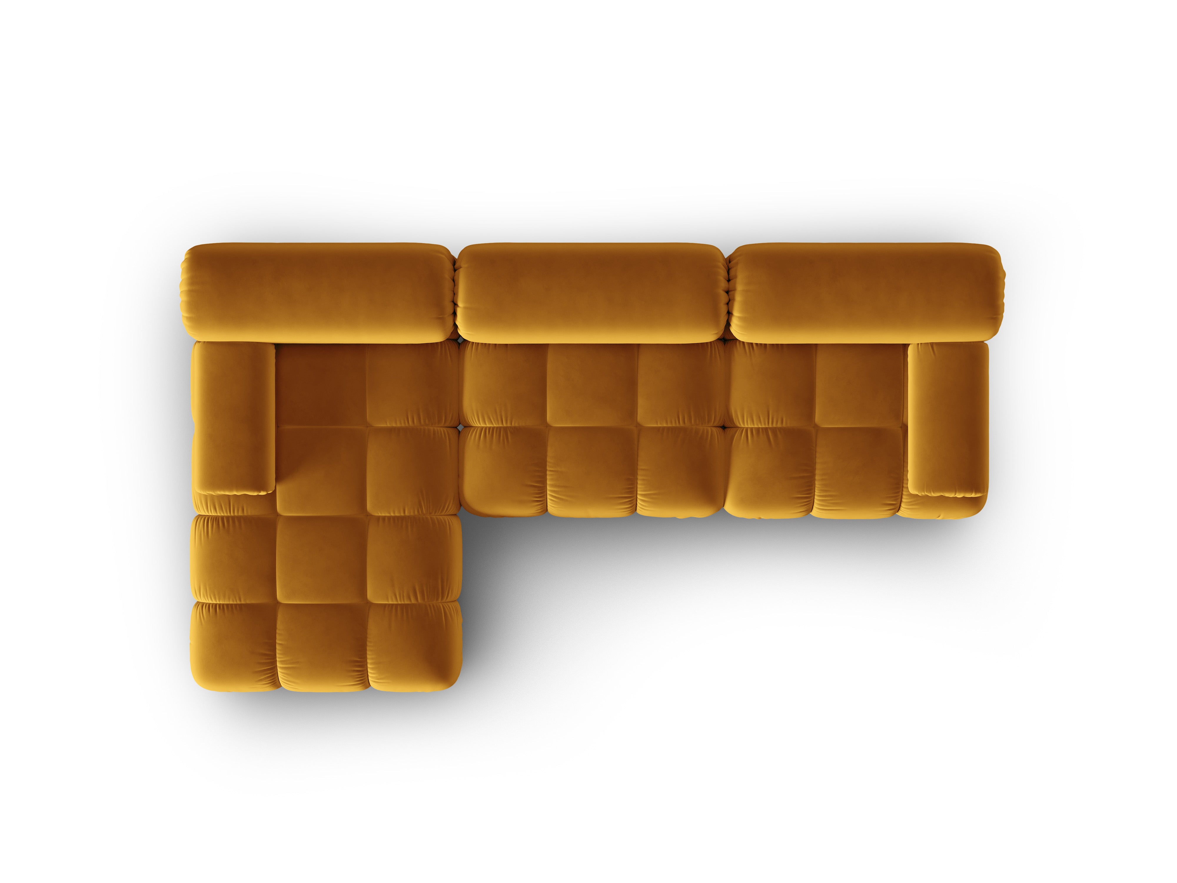 Yellow left-facing velvet corner sofa for 4 people CORTINA [Ewelina] [Amelia spr]