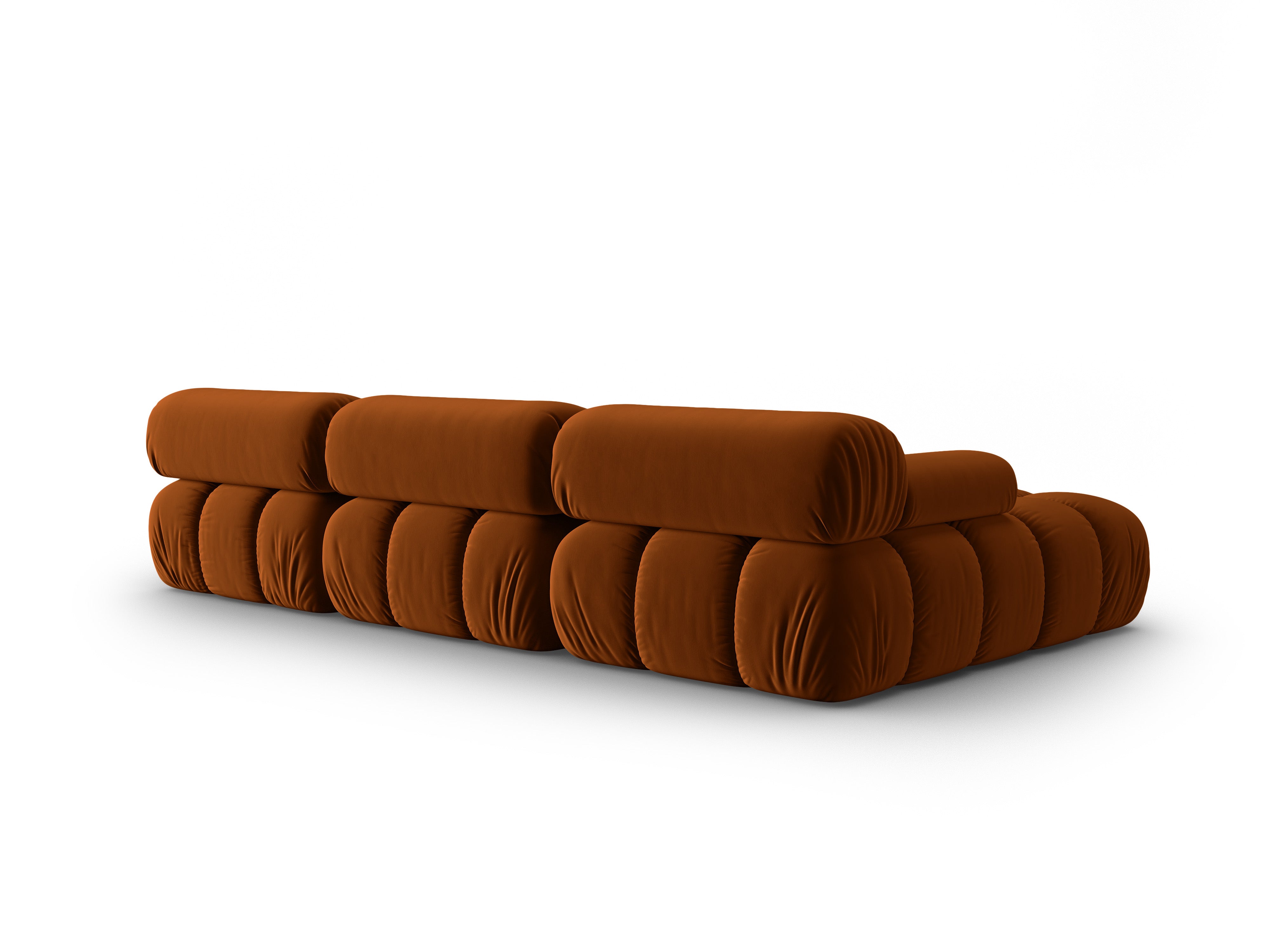 Velvet Corner Sofa for 4 People, Left Side, CORTINA, Brick Red
