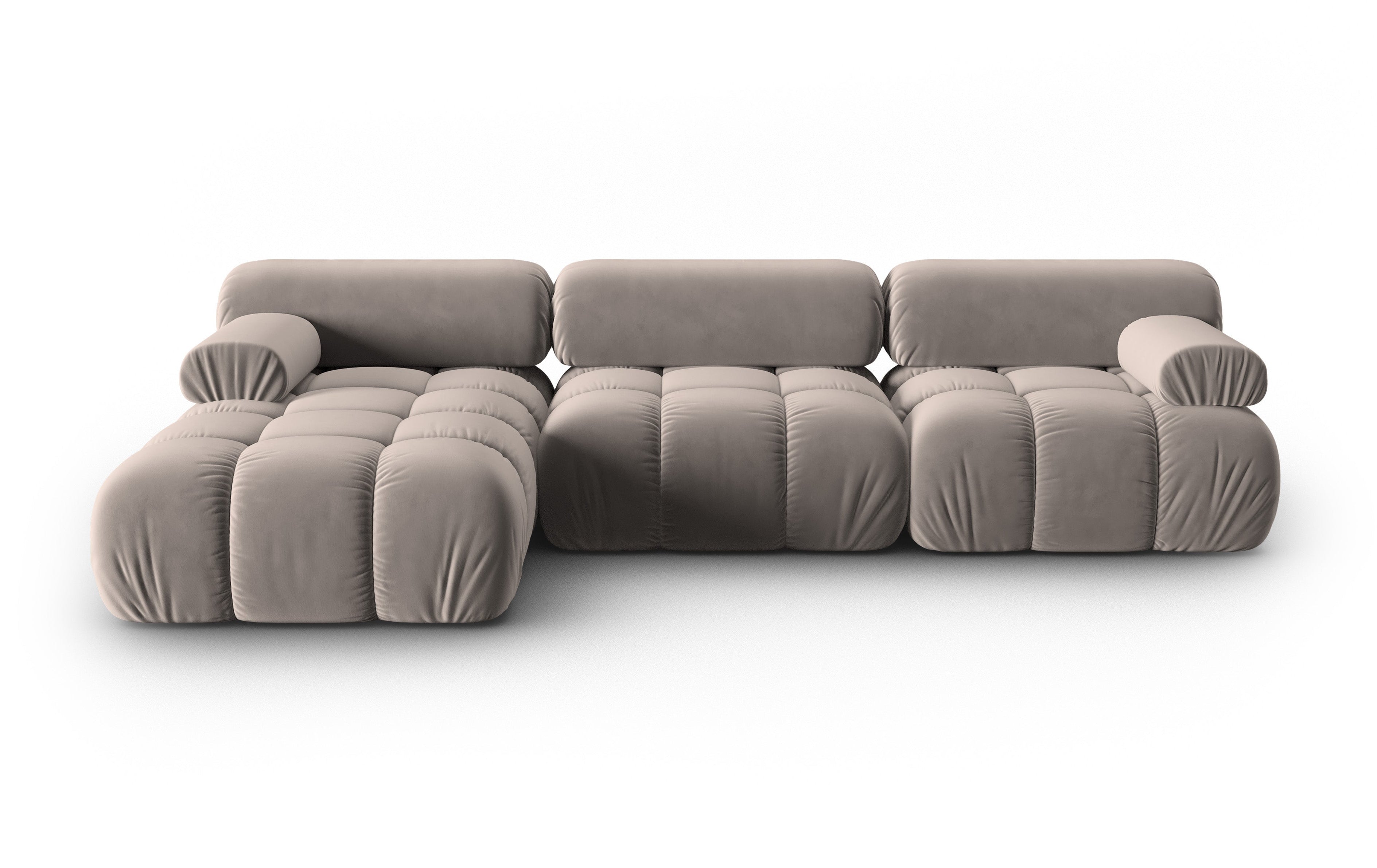 CORTINA Left-Facing Velvet Sofa for 4 People in Cappuccino