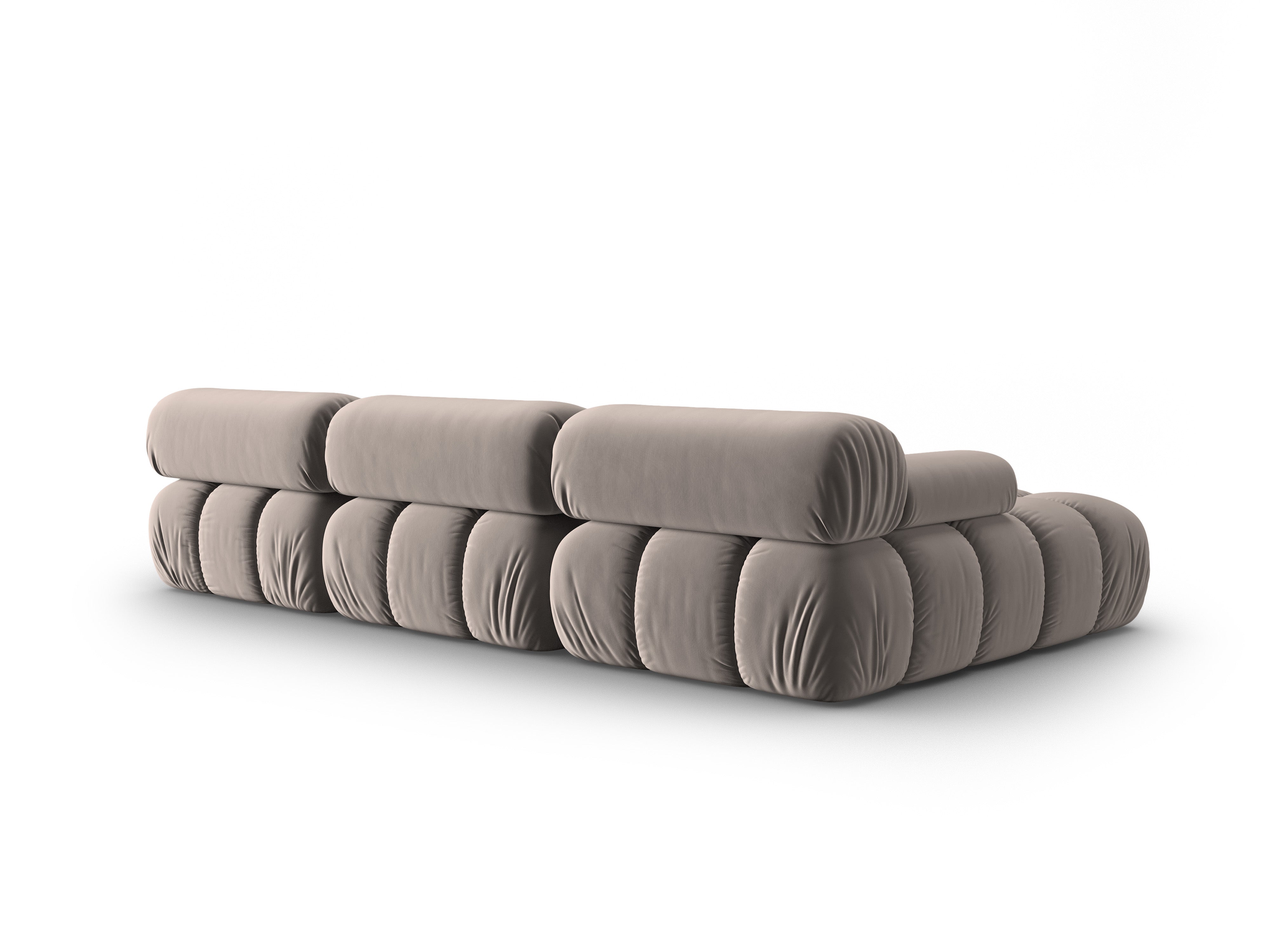 CORTINA Left-Facing Velvet Sofa for 4 People in Cappuccino