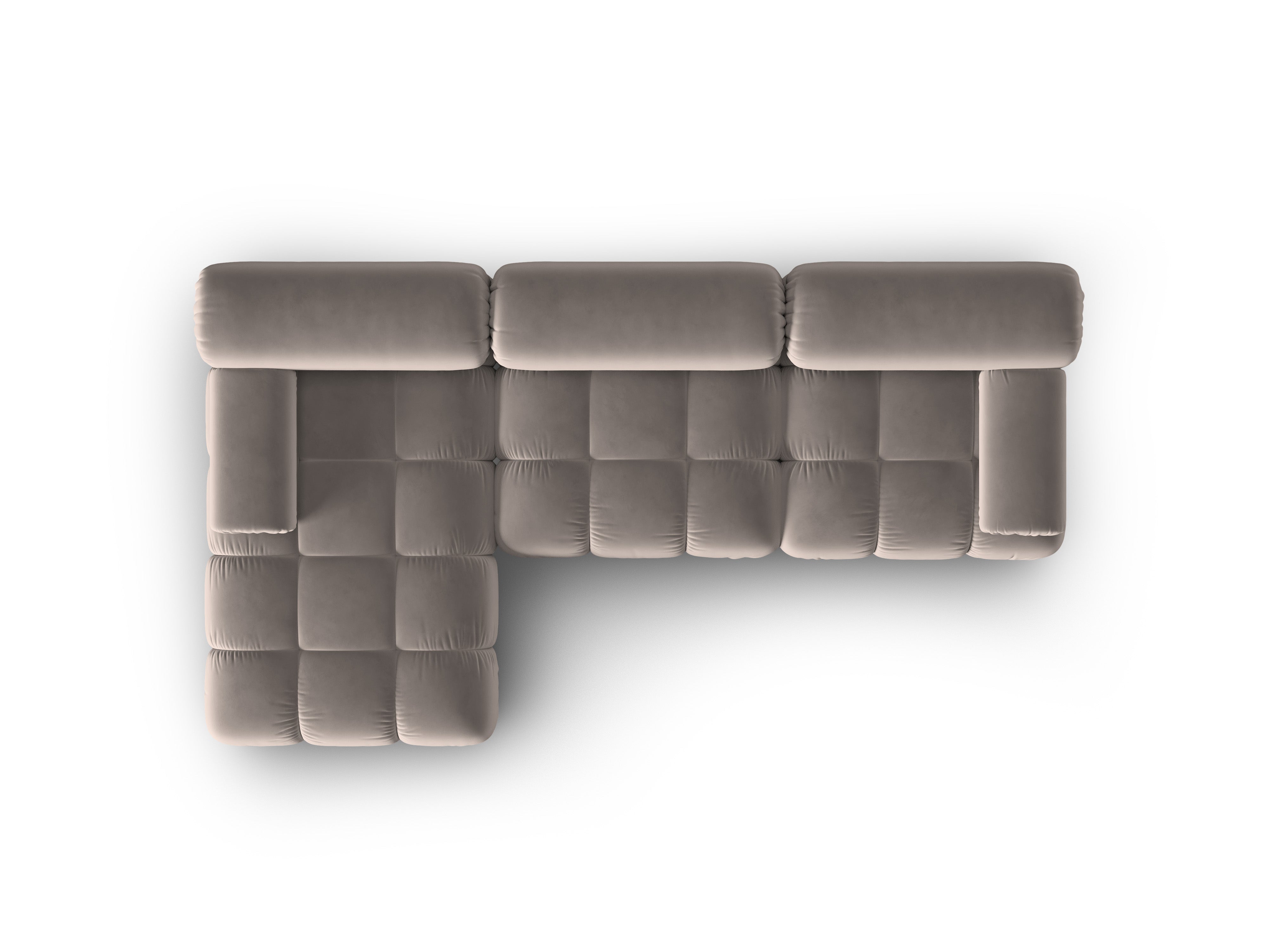 CORTINA Left-Facing Velvet Sofa for 4 People in Cappuccino
