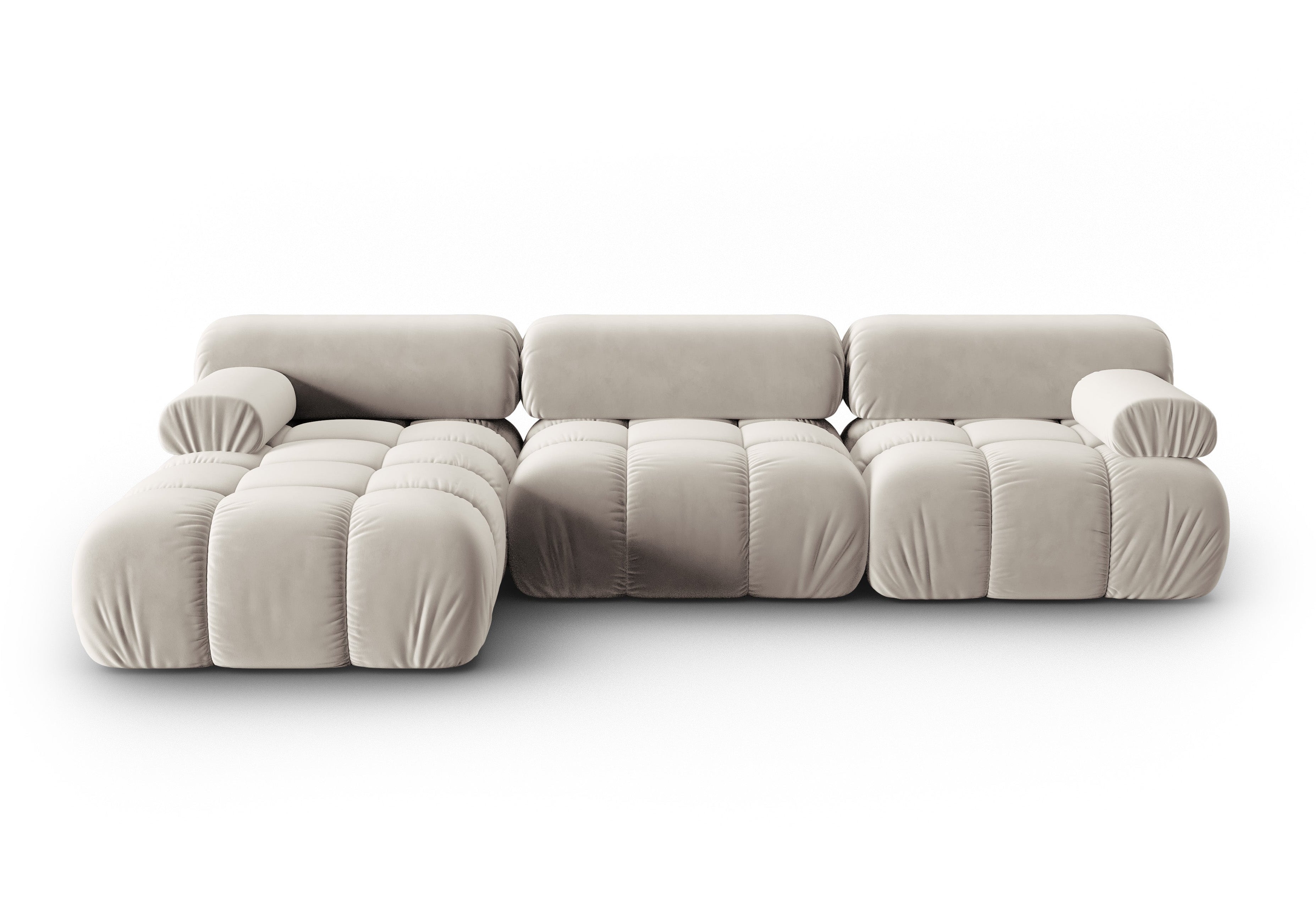 Beige velvet corner sofa for 4 people, left-sided CORTINA [Ewelina]