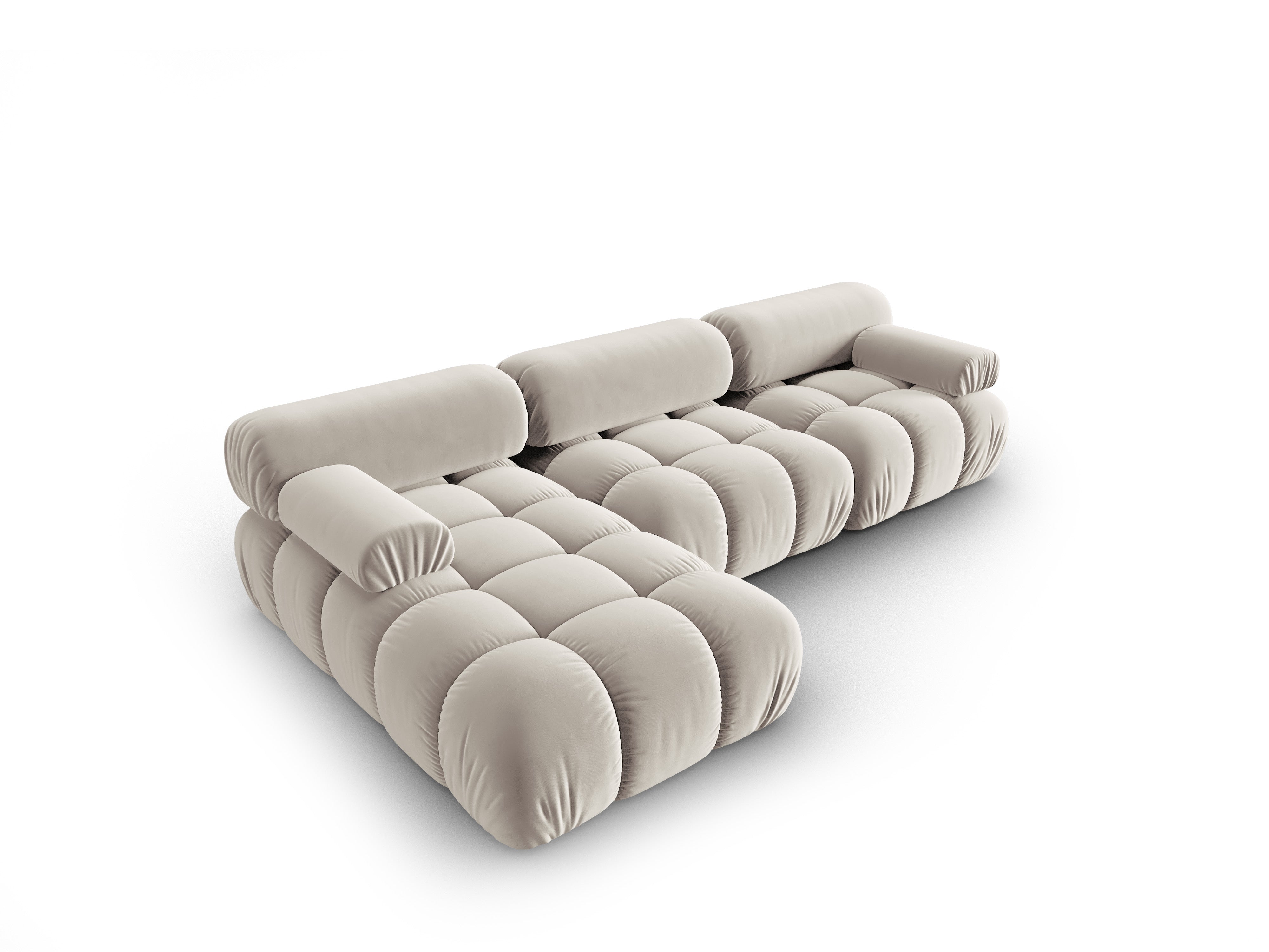 Beige velvet corner sofa for 4 people, left-sided CORTINA [Ewelina]